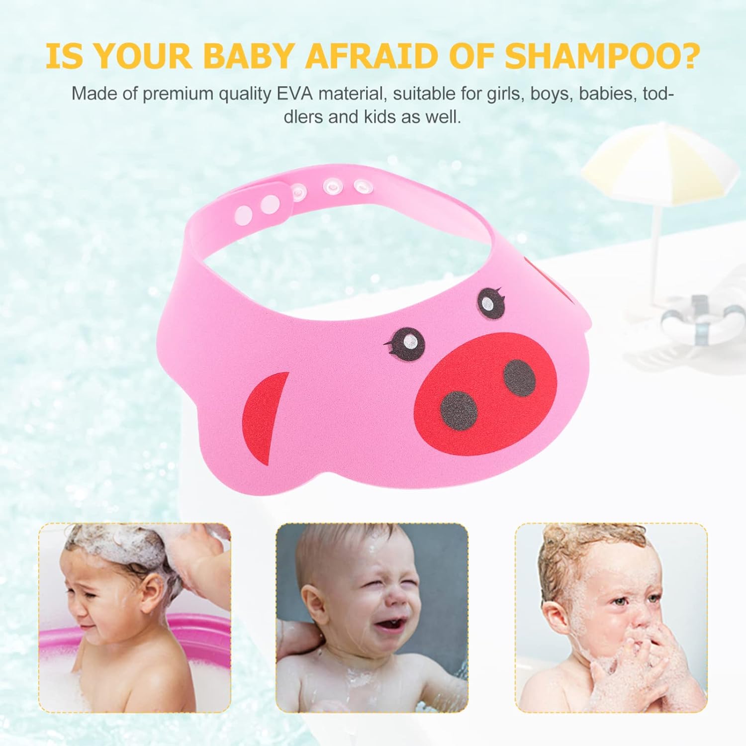 Toddmomy 3pcs Children's Shampoo Cap Infant Bathtub Baby Bathing Hat Baby Shower Shield Hair Washing Cap Bath Cap Kids Visor Baby Hair Washing Shield Toddler Eva Bath Products Protection