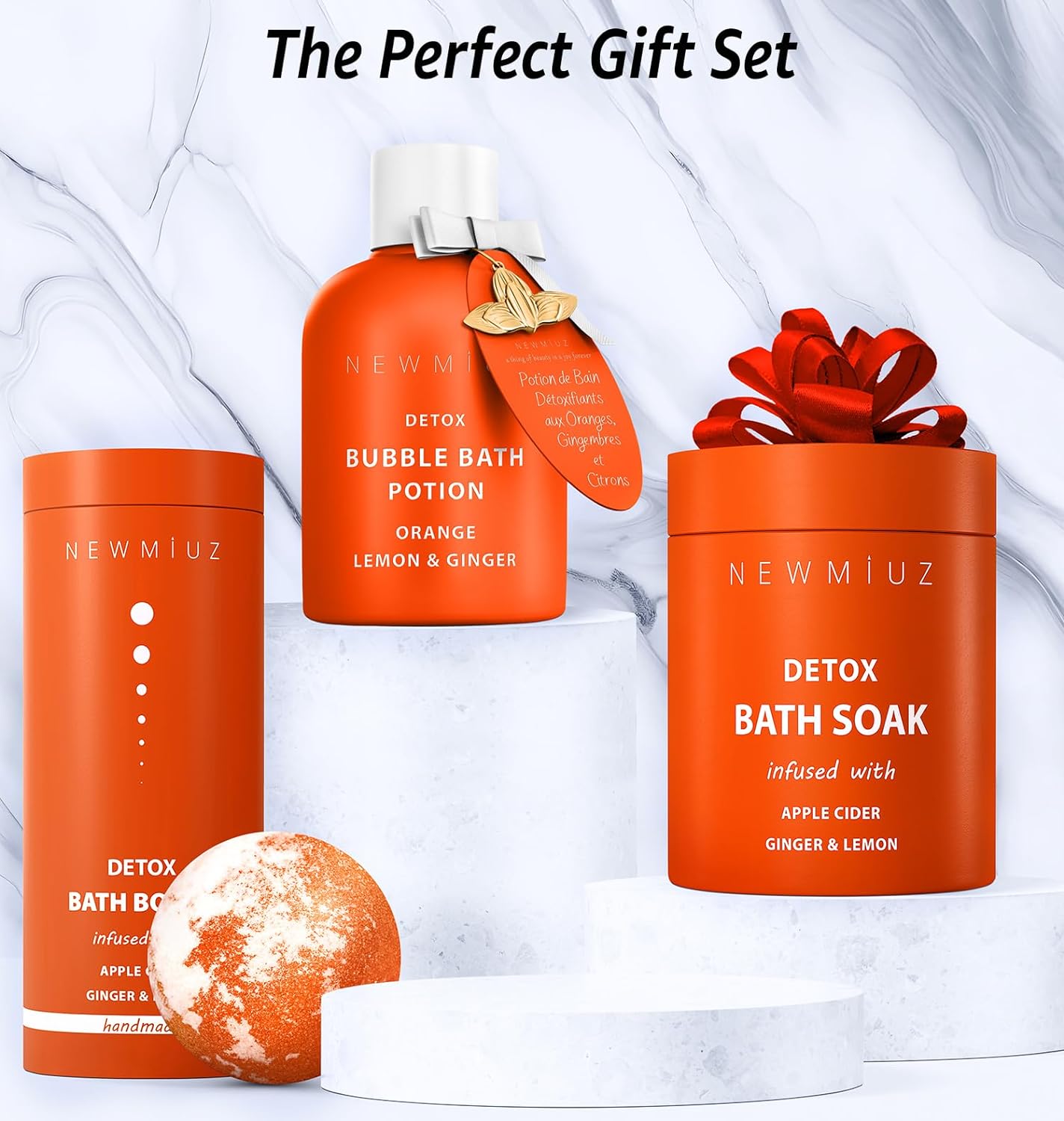 Natural Detox Bubble Bath - Long Lasting Citrus Bubble Bath -Foaming Soak - Orange Ginger Lemon Essential Oils Hydrating Relaxing - Stress Relief - Self Care Spa Gift Women Men Birthday Christmas