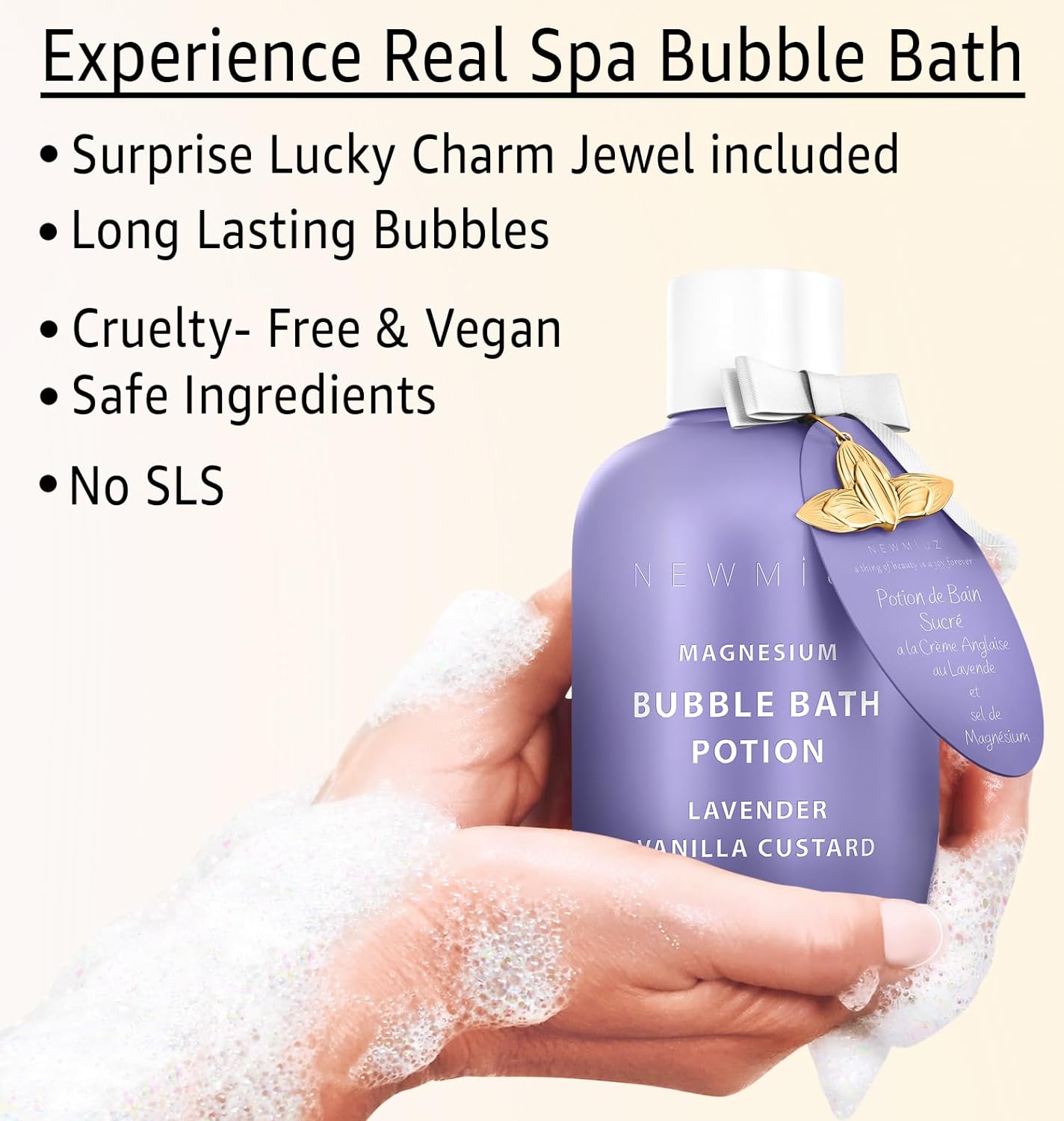 Magnesium Bubble Bath Lavender Vanilla - Luxury Long Lasting Bubble Foaming Bath For Sore Muscles - Epsom Salt Moisturizing Relaxing Stress Relief - Spa Self Care Spa Gift for Women Birthday Christmas
