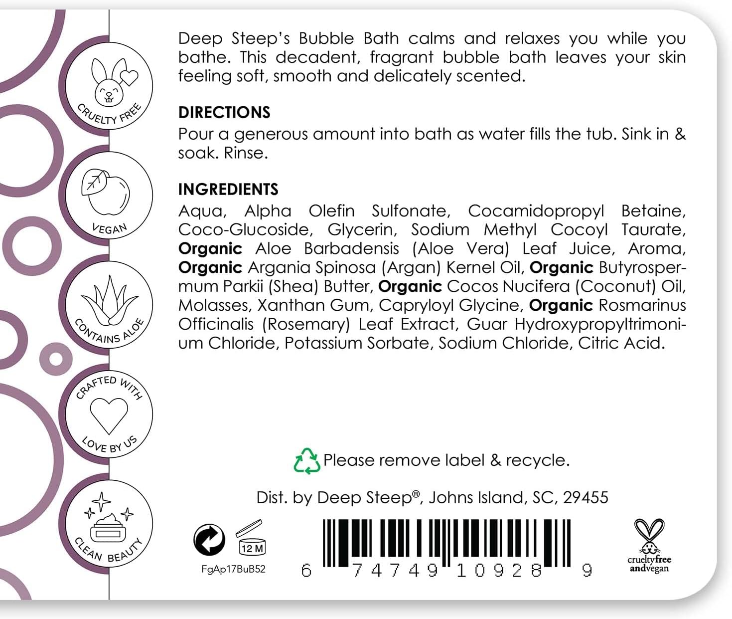 Deep Steep Bubble Bath, 17 Ounce (Pack of 2) (Vanilla Coconut)