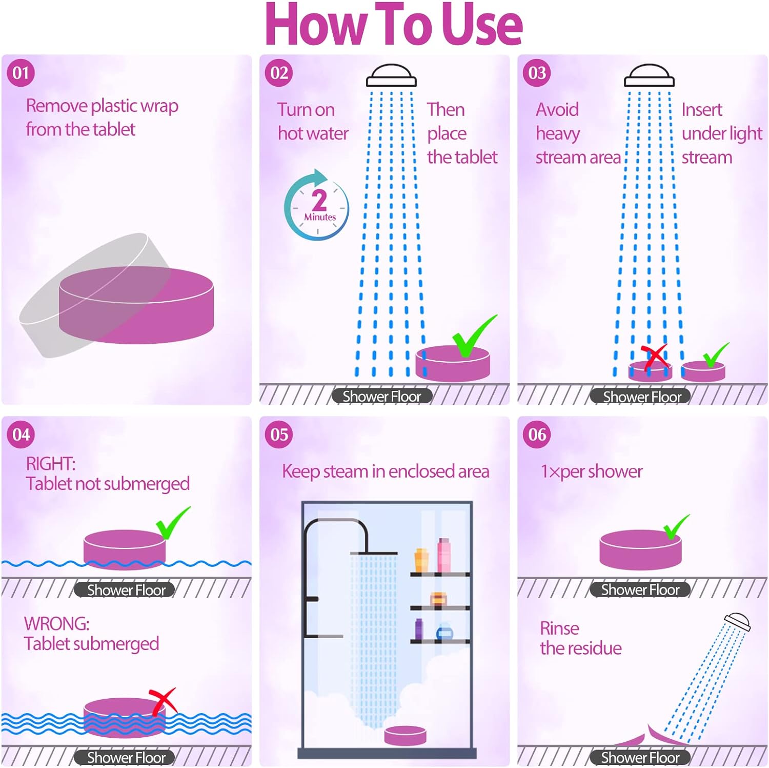 Shower Steamers Shower Bombs Aromatherapy Set of 6, SPA Gifts. Perfect Gifts for Birthday, Mother's Day, Valentine's Day, Easter Day