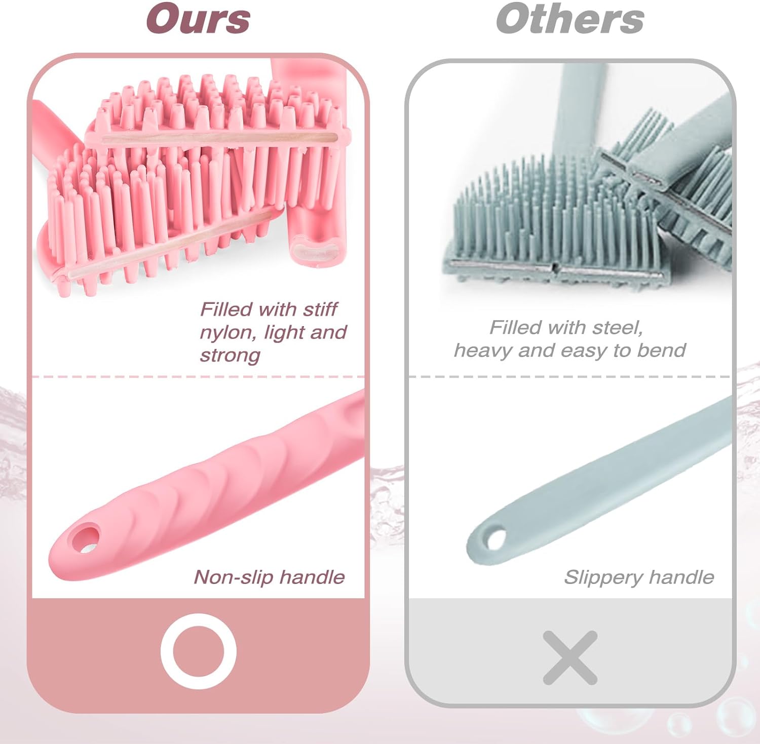 Manmihealth Silicone Back Scrubber(Thick Bristles) & Soft Bath Glove Set, Super-Exfoliating Body Scrubber & Super-Lathering Shower Brush Combination, with a Free Hook.(Black)