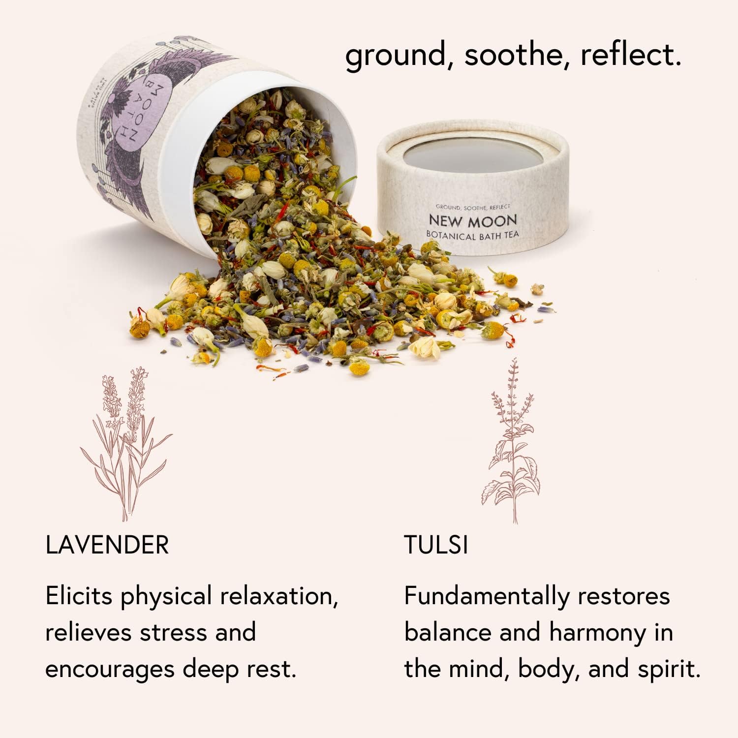 Moon Bath Botanical Bath Tea | New Moon Herbal Ayurvedic Bath Tea Soak w/Lavender, Jasmine & Chamomile for 2 Baths & Organic Body Care for Lunar Alignment | Made in USA