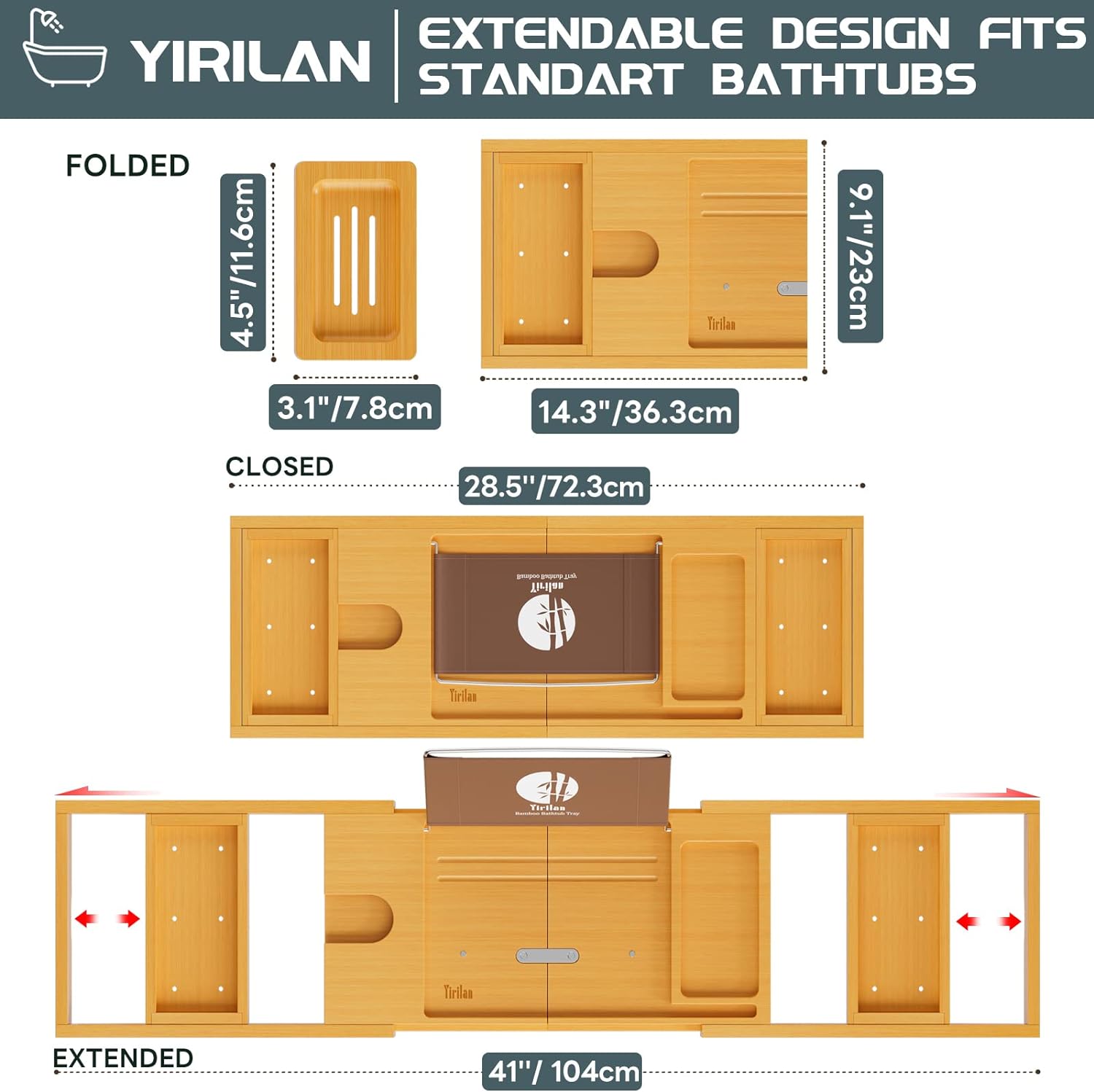 Luxury Bathtub Tray Caddy - Expandable Bath Tray - Unique House Warming Gifts, New Home, Anniversary & Wedding Gifts for Couple, Bridal Shower Gift for Women