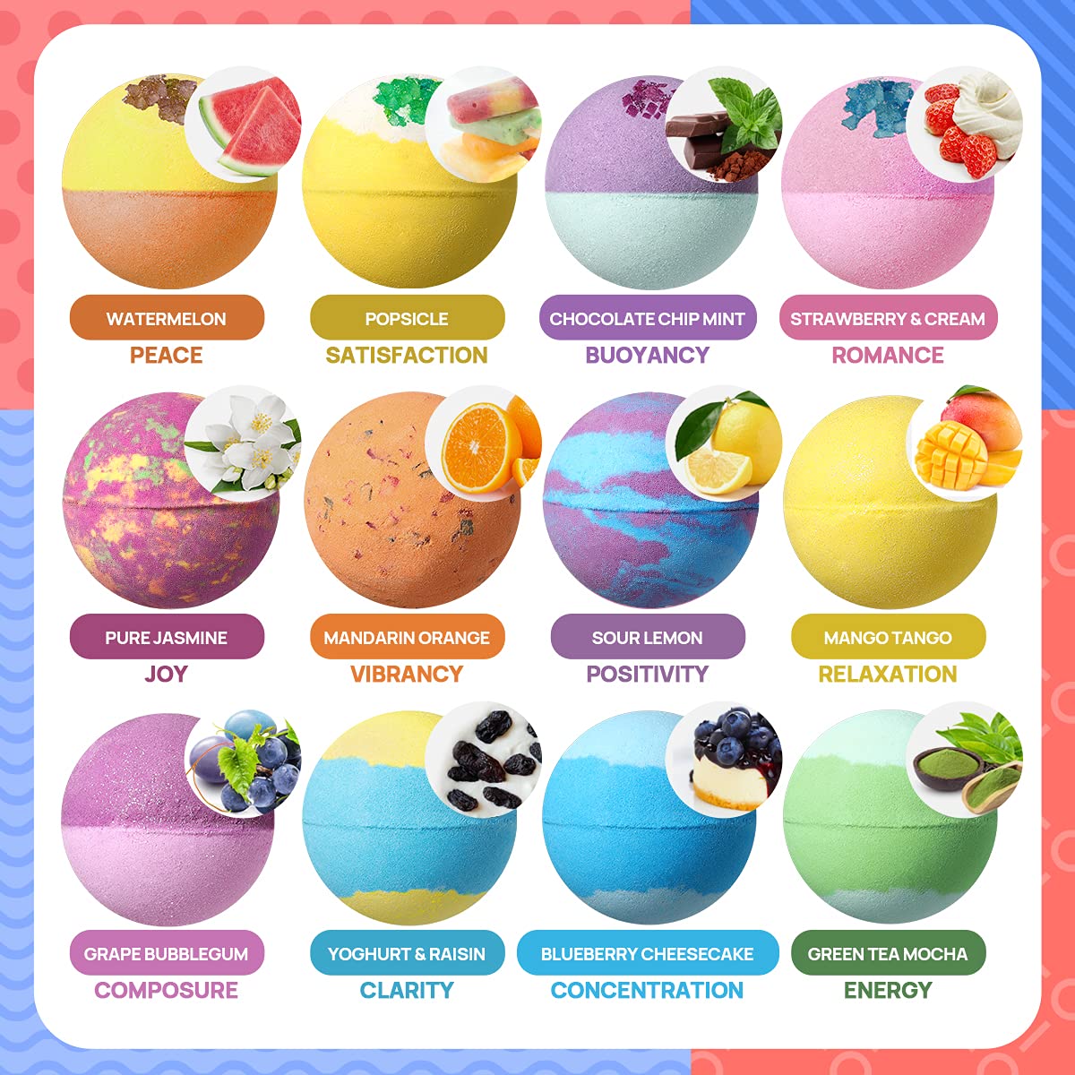 Lagunamoon Bath Bombs Gift Set, 6 Piece XXL Handmade Fizzy Shower Bombs with Essential Oils, Coconut Oil to Moisturize Dry Skin - Relaxing Spa Day for Women, Men, Kids - Birthday, Anniversary