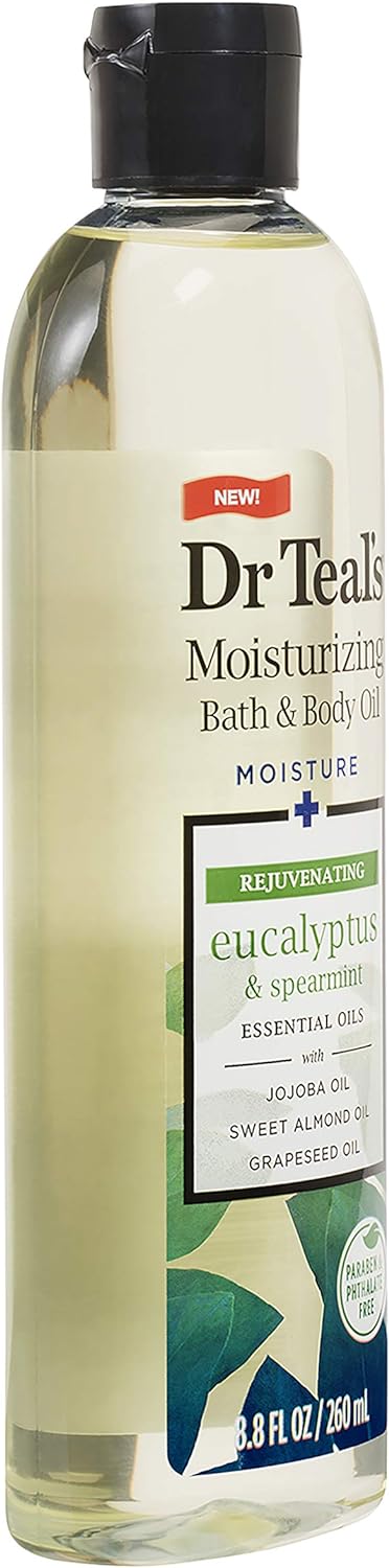 Dr. Teals Bath & Body Oil Gift Set (2 Pack, 8.8oz Ea.) - Rejuvenating Eucalyptus & Spearmint Blended with Pure Epsom Salt - Essential Oils Hydrate Skin & Alleviates Daily Stress at Home