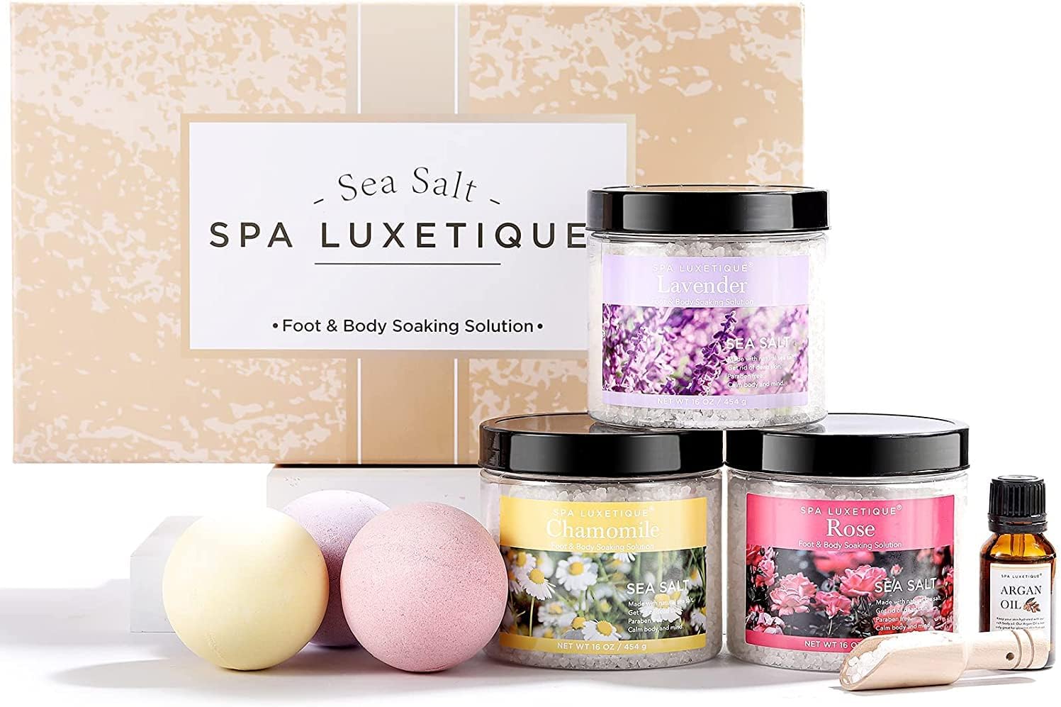 Bath Salts for Soaking, Spa Luxetique Epsom Salts Gifts Set for Women, 3.17lbs Bath Salts for Women, Epsom Salts for Soaking, Mother's Day Christmas Gifts for Woman Mom