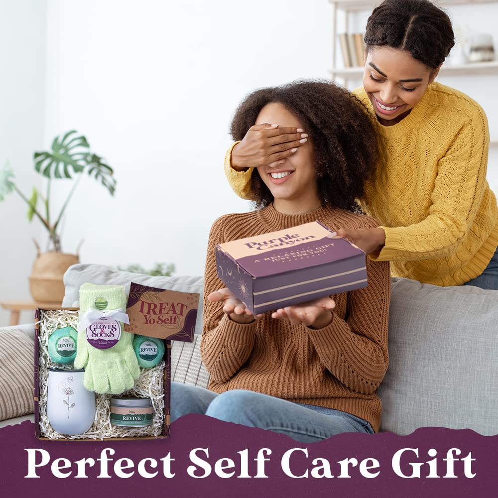 Purple Canyon Mystic Spa Box | 7 Piece Full Size Lavender Spa Kit for Self Care | Bath and Body Gifts for Women