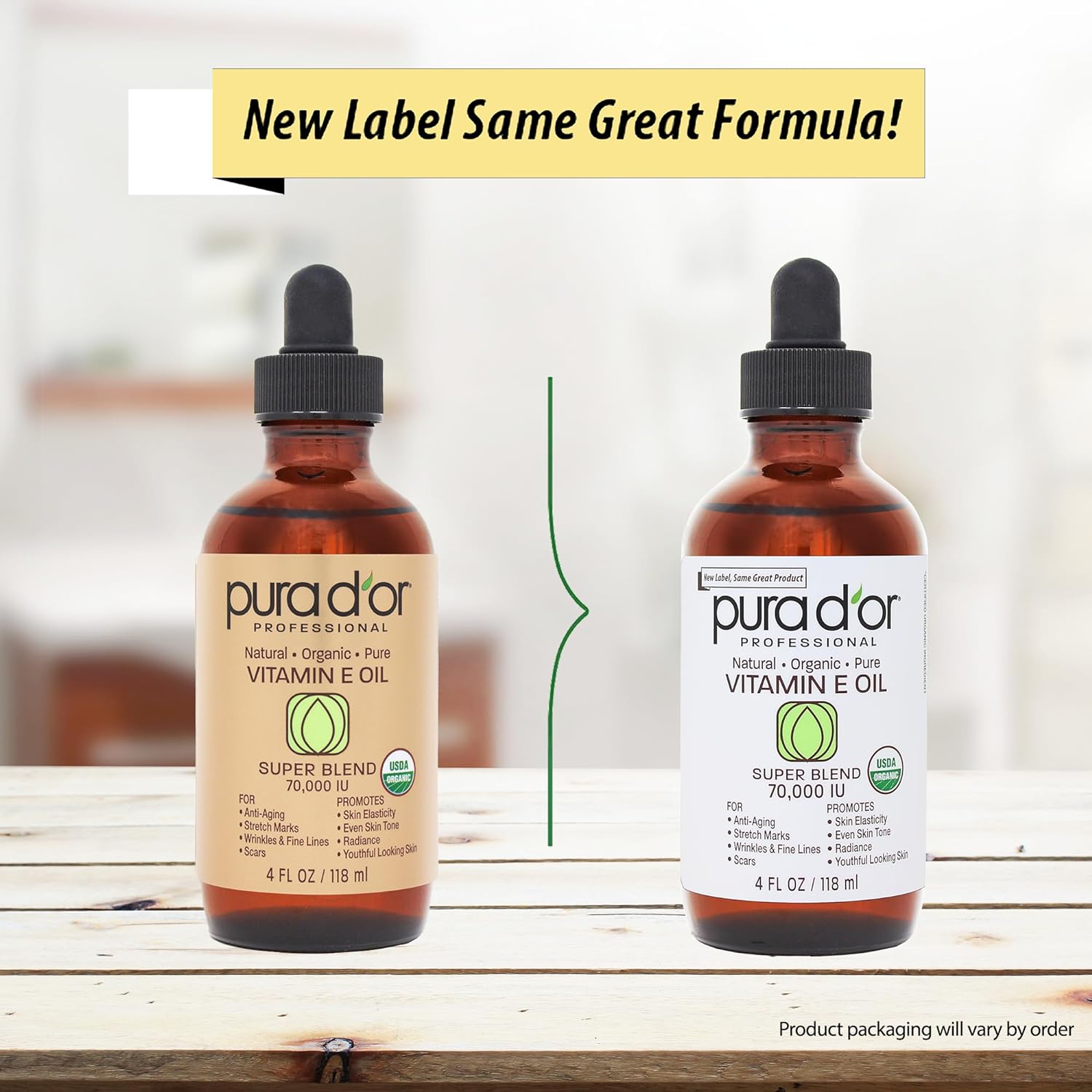 PURA D'OR Organic Vitamin E Oil Blend 70,000 IU (4oz / 118mL) 100% Natural Hexane Free, Sweet Almond, Apricot, Jojoba, Argan, Rosehip, Sunflower & Avocado Bath Oil for Scars, Skin, Face & Full Body