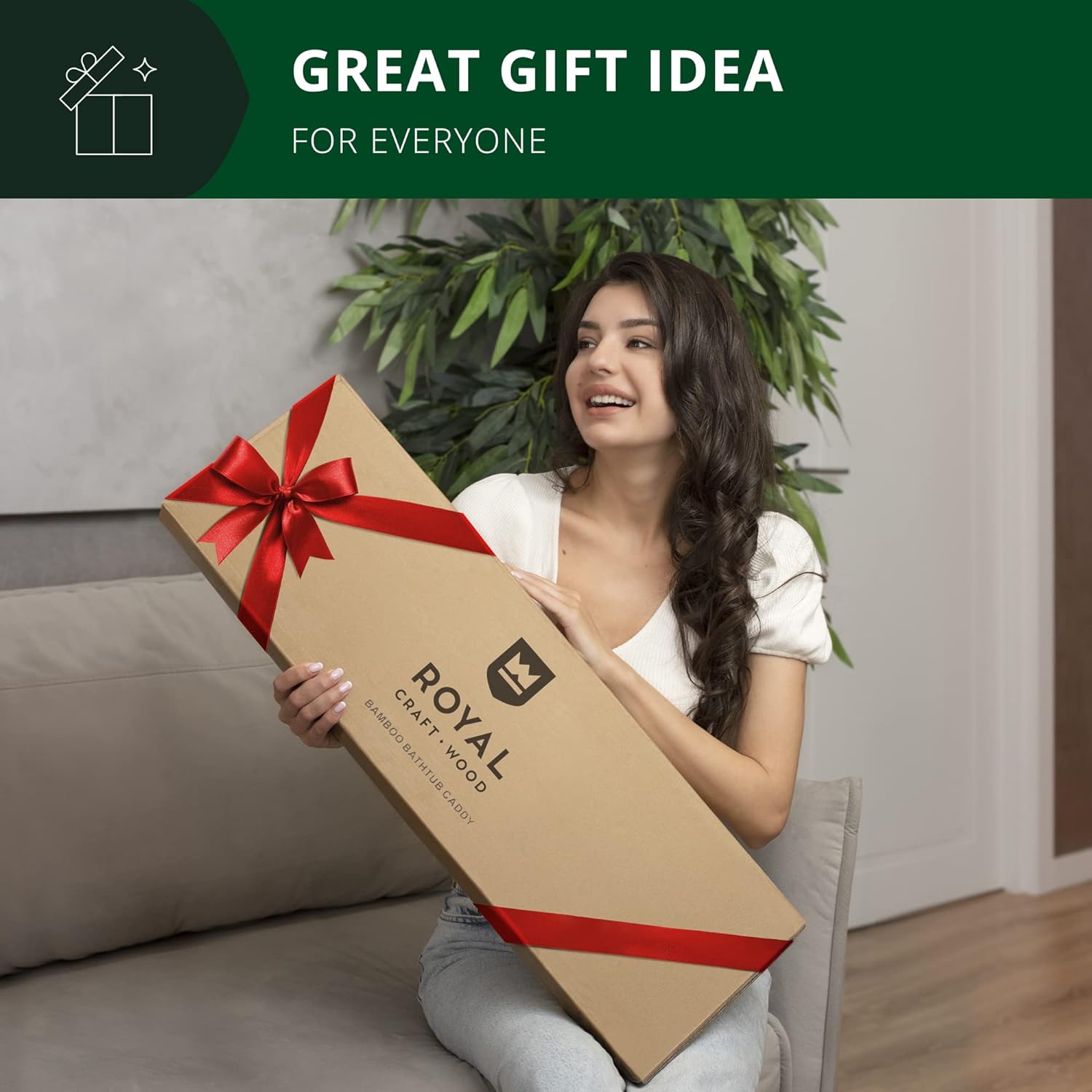 ROYAL CRAFT WOOD Foldable Bathtub Tray Caddy Bamboo Bathtub Tray Expandable, Bath Tub Table Caddy with Extending Sides - Free Soap Dish