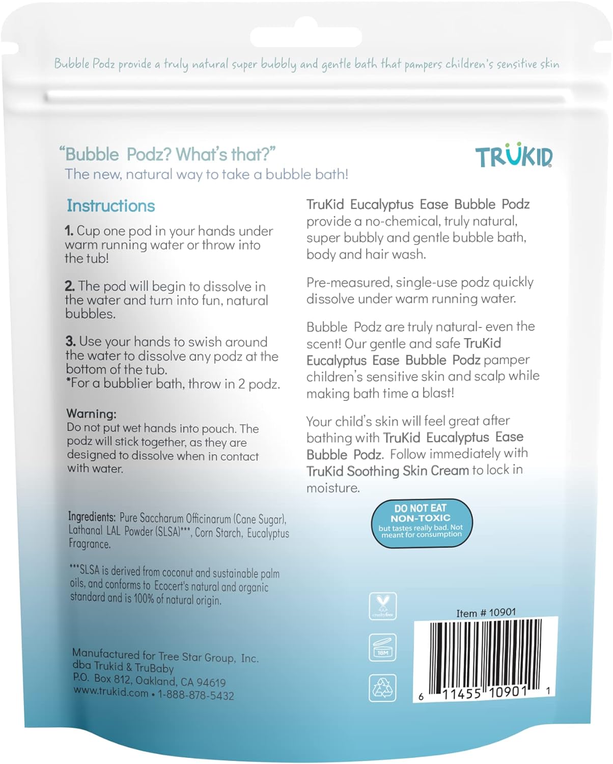 TruKid Bubble Podz for Baby, Refreshing Bubble Bath for Dry, Sensitive & Soft Skin, pH Balanced for Eye Sensitivity, Enriched with Lavender Flower, Lavender Scent, All Natural Ingredients (24 Podz)