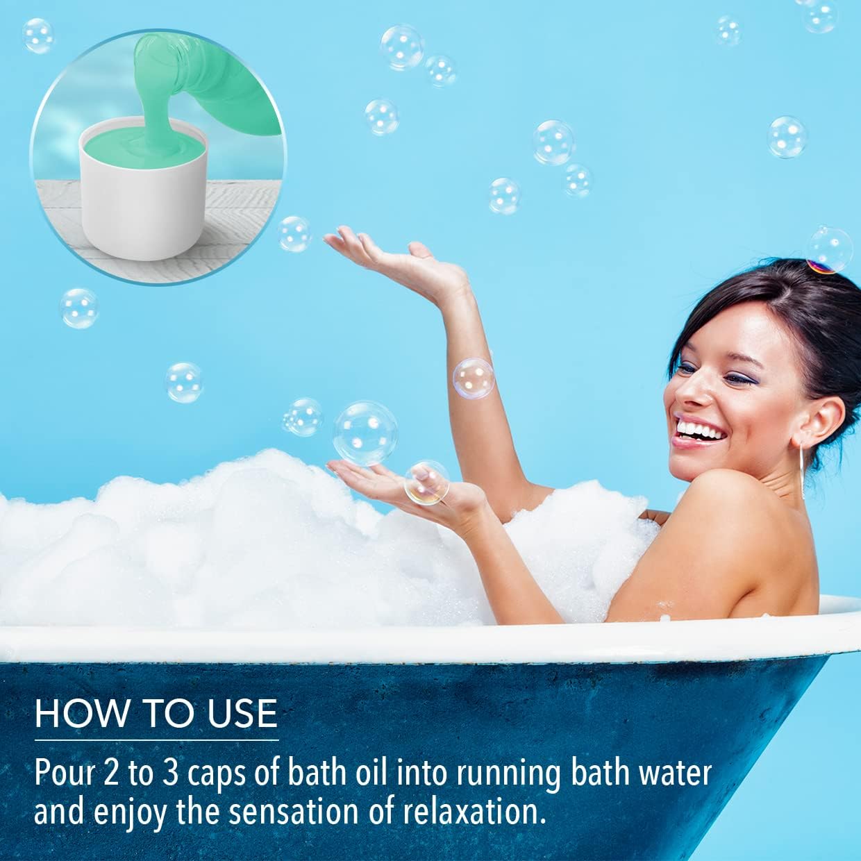 Bath Foam with Peppermint Essential Oil - 34 Fl Oz (1000ml) - Body Care - Good Sleep - Beauty - Bathing - Body Care - Wellness - Relax - Aromatherapy - Spa - Bubble Baths