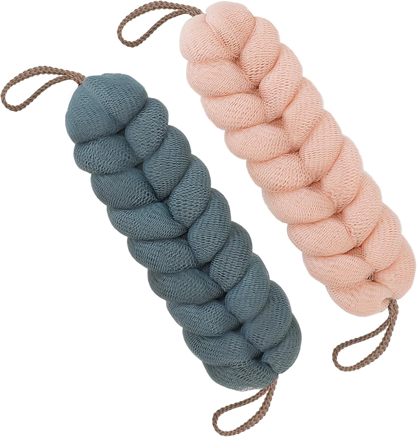 BCKENEY Bath Loofah Shower Sponge Soft Mesh Loofah Body Scrubber with Long Loofah Bath Sponge for Men Women Body Wash Exfoliator Shower Puffs