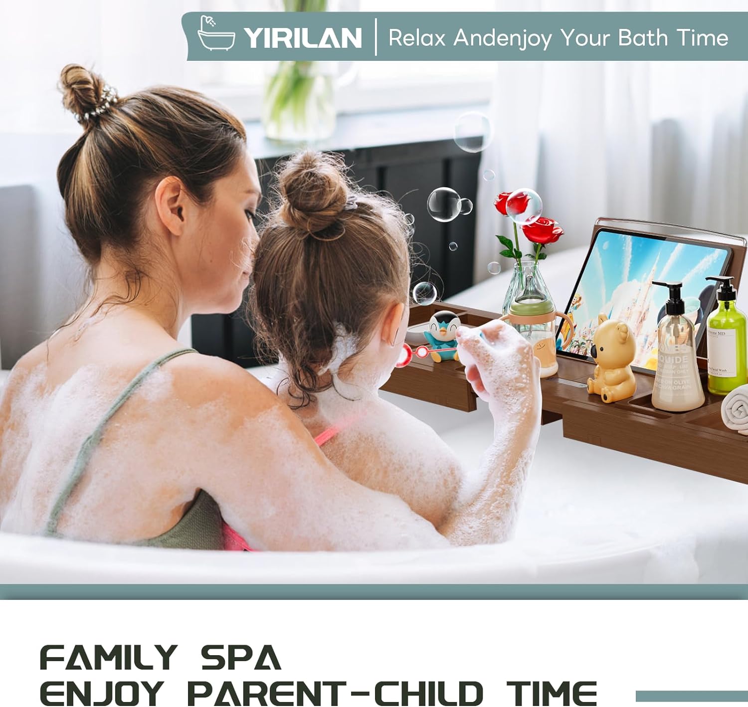 Luxury Bathtub Tray Caddy - Expandable Bath Tray - Unique House Warming Gifts, New Home, Anniversary & Wedding Gifts for Couple, Bridal Shower Gift for Women