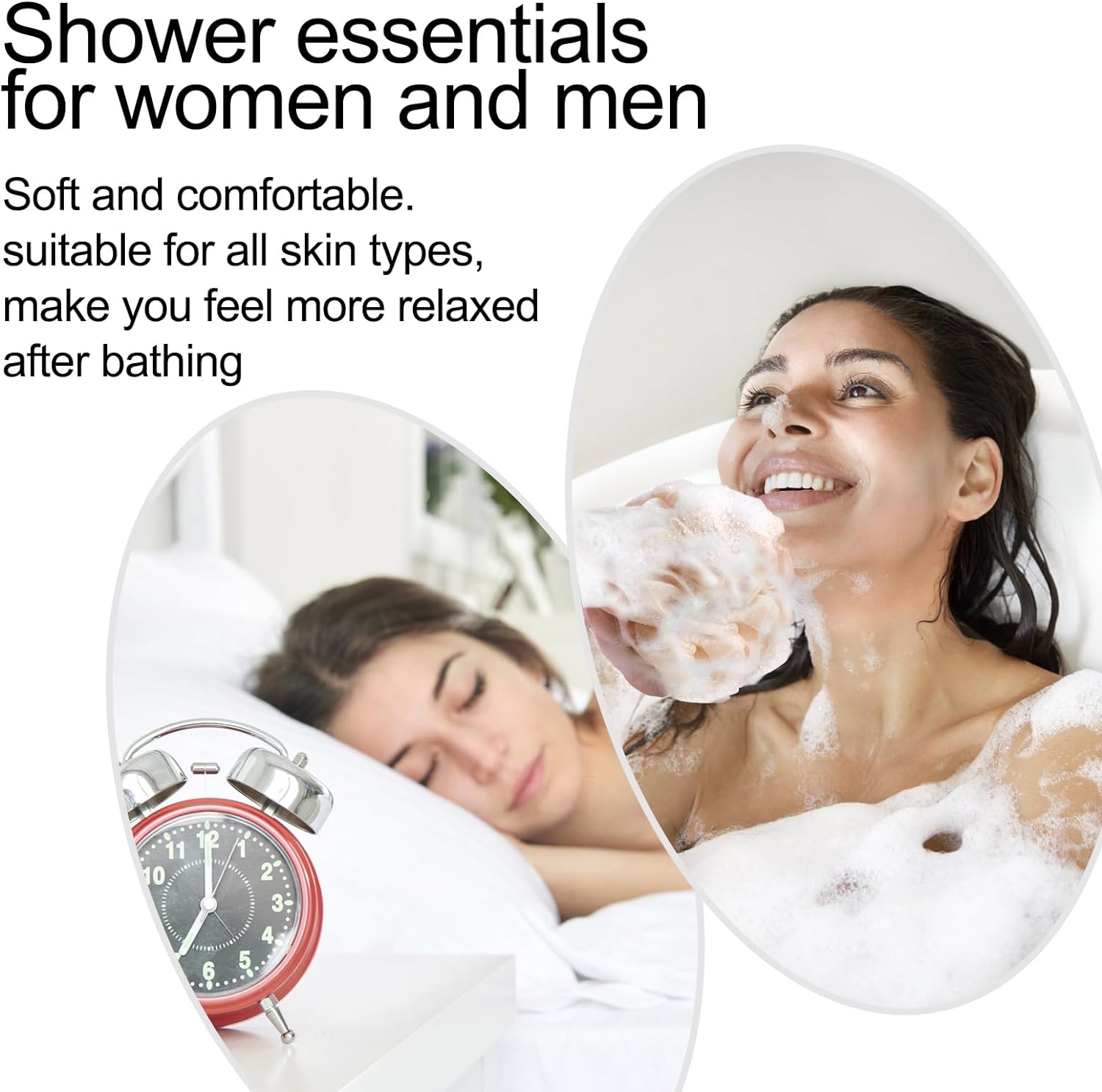 Fishent Bath Loofah Sponge, 3 Pack loofahs Exfoliating Body Scrubber, 60g Soft Mesh Pouf Shower Puffs, Loofa for Women (Pink-Peach-Coral)