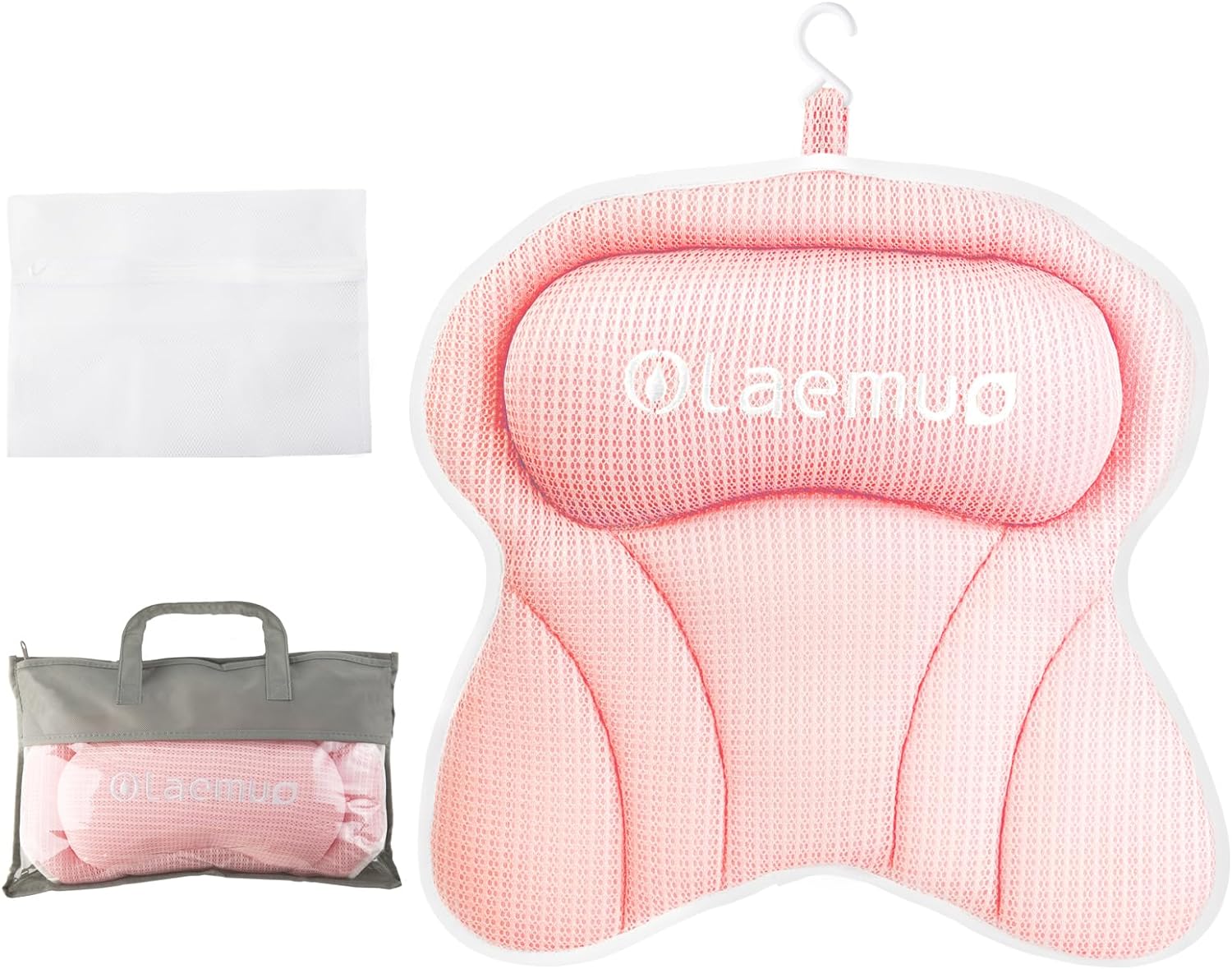 Olaemuo Bath Pillow Ergonomic Bathtub Pillow, Bath Bathtub Pillows for Tub for Head and Neck Mesh Bath Tub Pillow Headrest Luxury Bath Tub Shower Pillow for Bubble Bath with 6 Suction Cups-Light Green