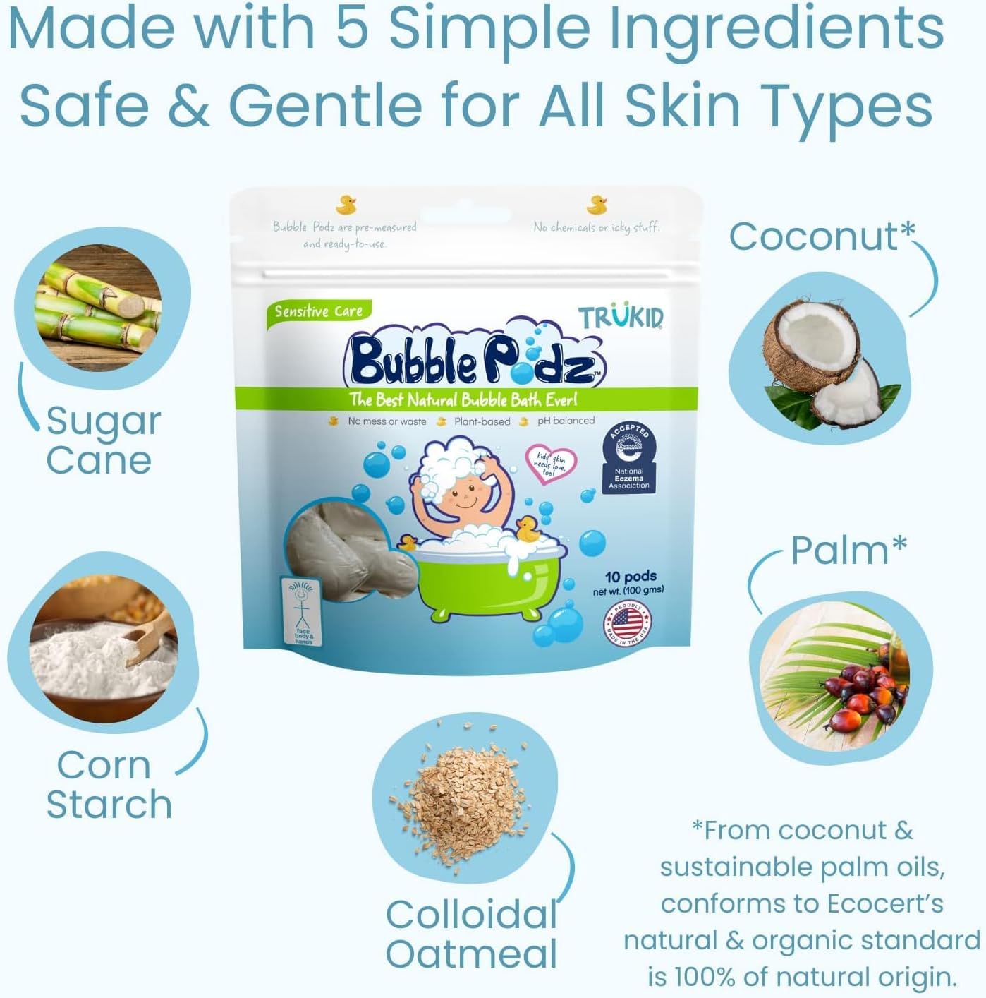 TruKid Bubble Podz for Baby, Refreshing Bubble Bath for Dry, Sensitive & Soft Skin, pH Balanced for Eye Sensitivity, Enriched with Lavender Flower, Lavender Scent, All Natural Ingredients (24 Podz)