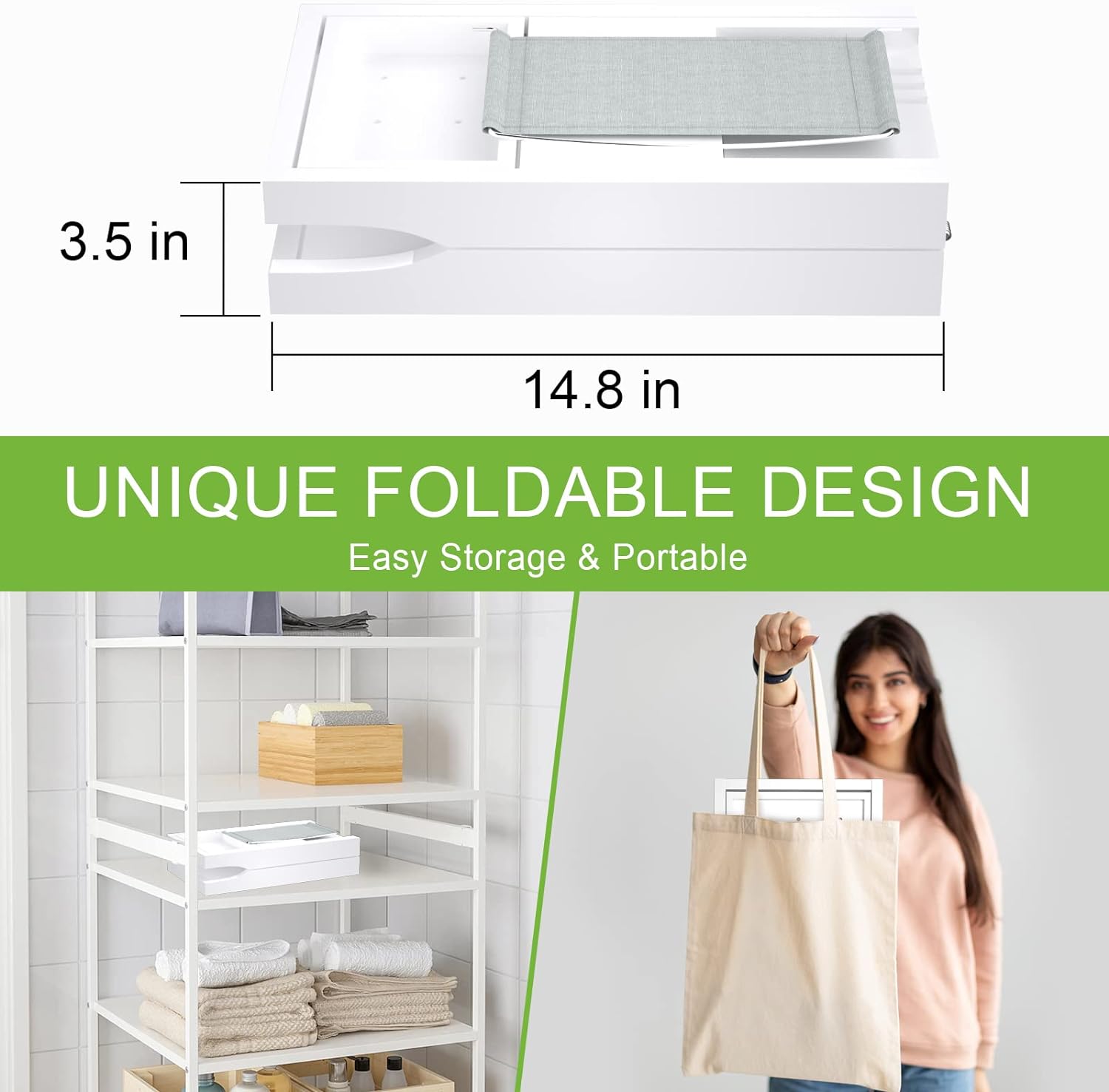 Artmalle Bathtub Caddy Tray for Tub,Foldable Bamboo Bath Table Tray with Book and Wine Glass Holder, Expandable Bathroom Accessories with Free Soap Dish Suitable for Luxury Spa or Reading