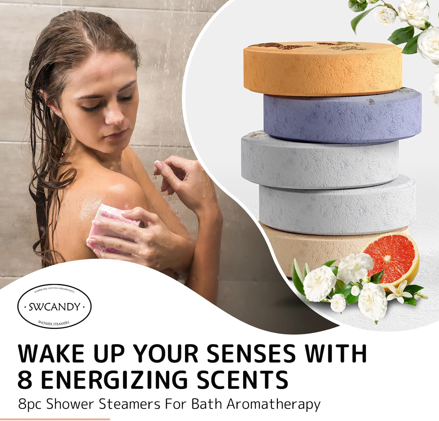 Aromatherapy Shower Steamers Valentines Day Gifts for her - Swcandy 8 Pcs Bath Bombs Valentine's Day Gifts for Women, Shower Bombs Self Care with Essential Oils, Relaxation Home SPA Lavender