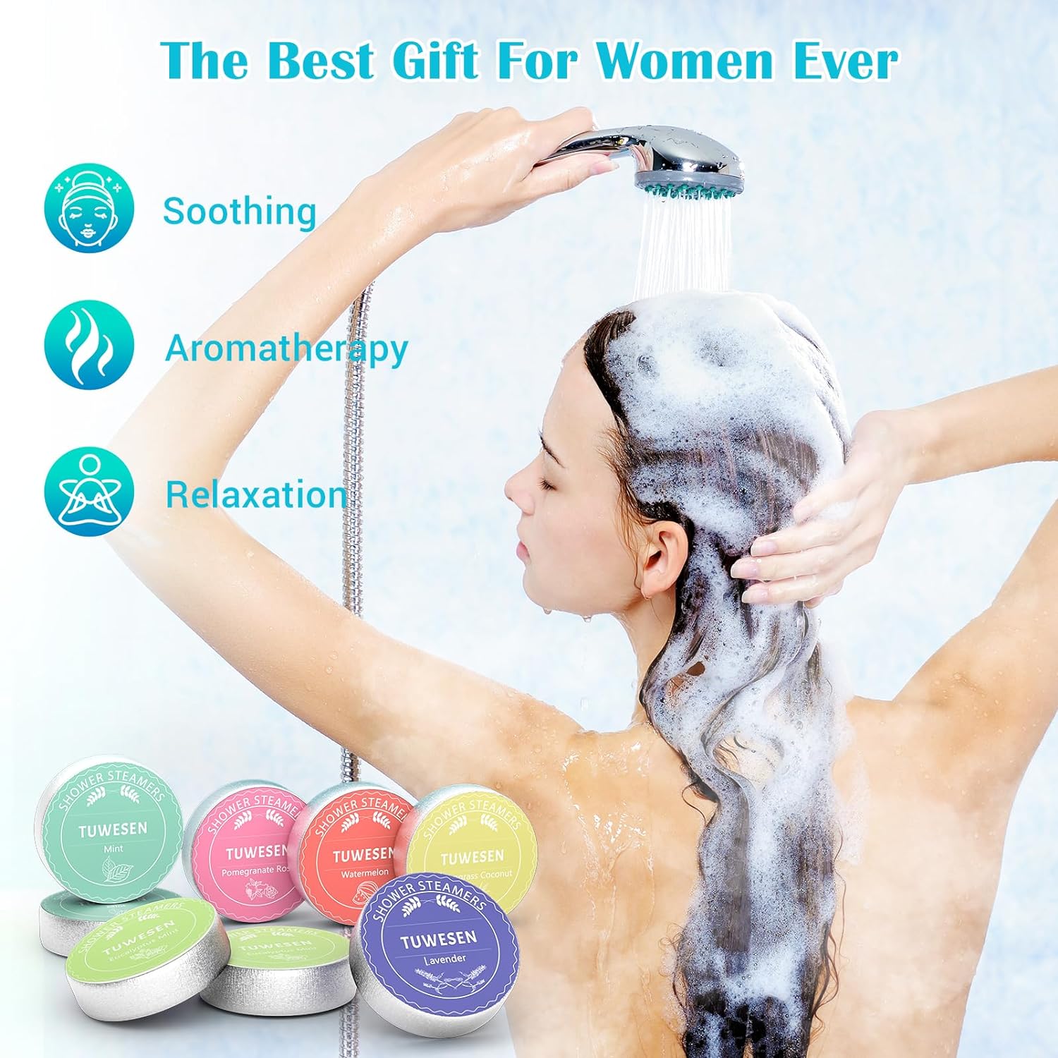 TUWESEN Shower Steamers Aromatherapy, SPA Kit, 8 PCS Shower Steamers for Women, Shower Bombs with Essential Oils-Self Care & Relaxation Birthday Gifts for Women and Men. Purple Romantic Set