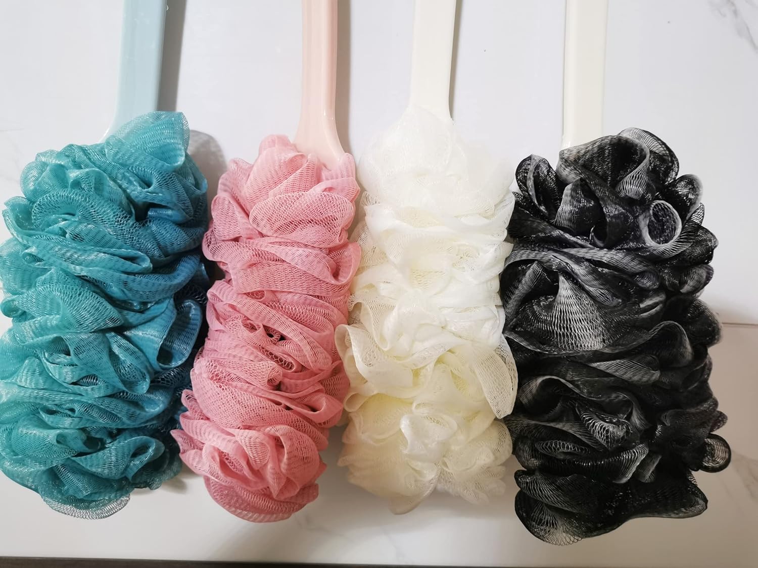 Arswin Back Scrubber for Shower, Loofah Long Handle Bath Body Brush, Soft Nylon Mesh Sponge On a Stick for Shower Men Women Kids Elderly, Exfoliating Scrub Cleaning Luffa for All Kinds of Skin(Blue)