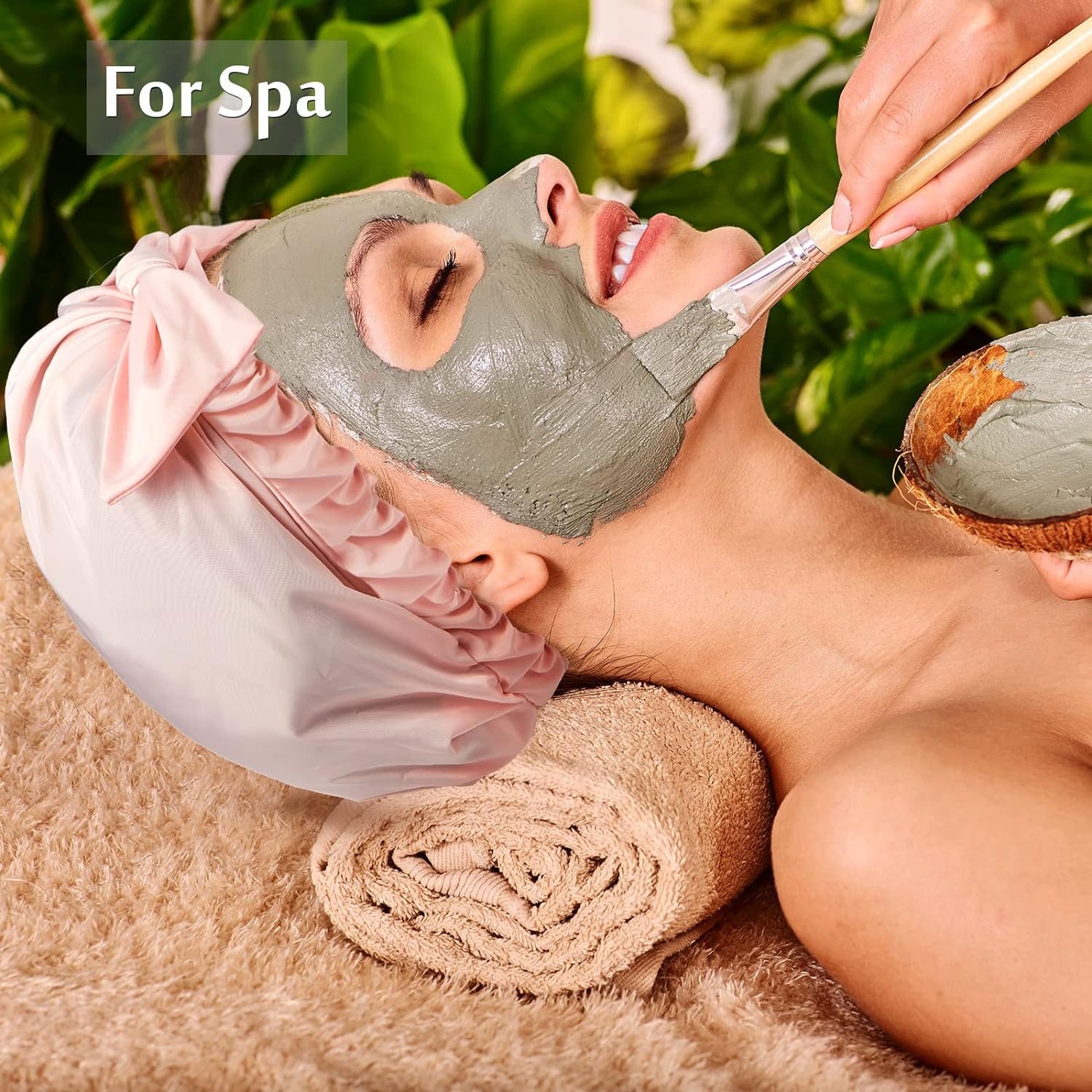 Floraltop 4 Pcs Shower Caps for Women, Waterproof Reusable Shower Hair Caps Bowknot Satin Bath Hair Caps Elastic Hem Turban Shower Bath Caps for Long Short Curly Hair Women Girls (Stripe)