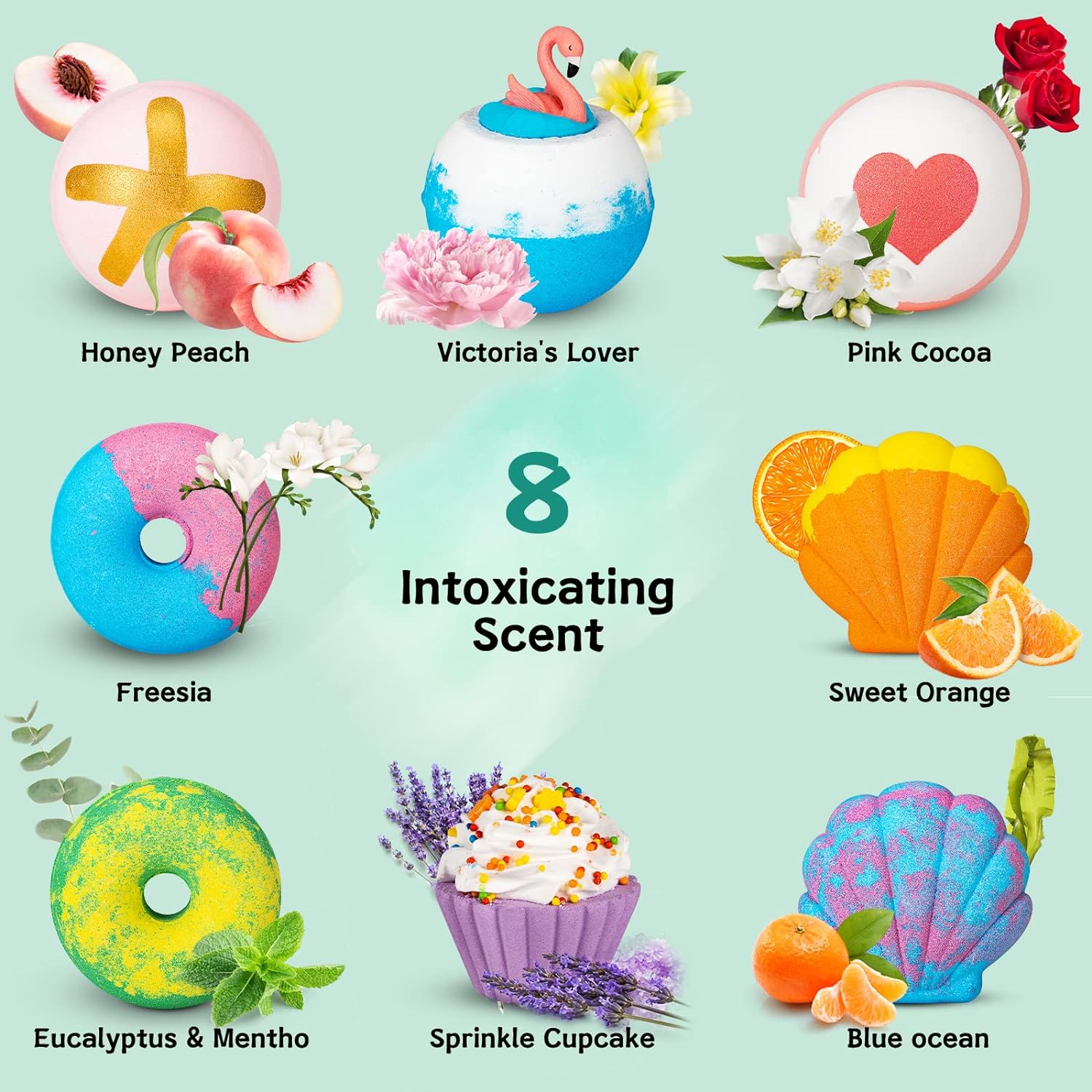 Aofmee Bath Bombs Gift Set, Handmade Bubble and Floating Fizzies Spa Kit, Shea and Cocoa Dry Skin Moisturize, Birthday Valentines Mothers Day Anniversary Christmas Gifts for Women, Mom, Her, Kids