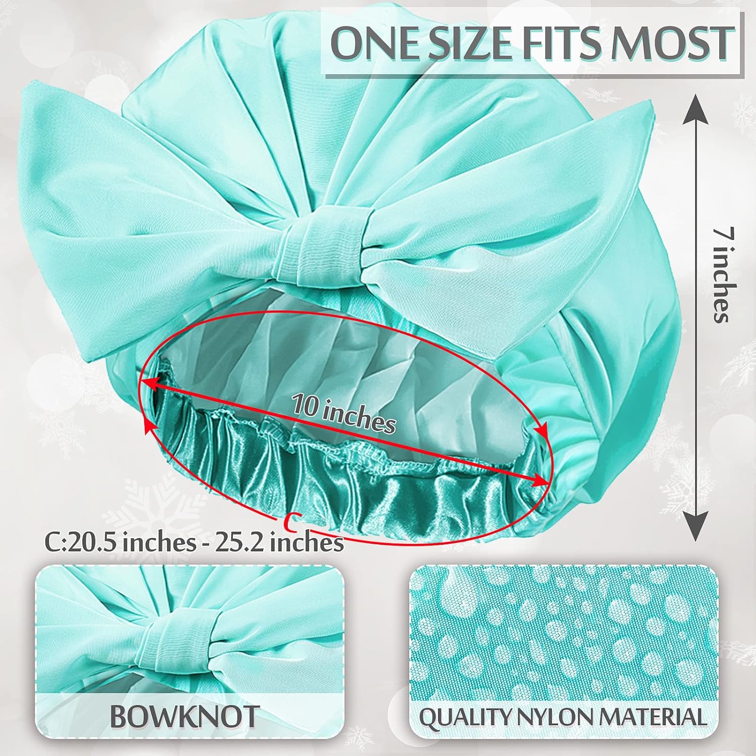 Floraltop 4 Pcs Shower Caps for Women, Waterproof Reusable Shower Hair Caps Bowknot Satin Bath Hair Caps Elastic Hem Turban Shower Bath Caps for Long Short Curly Hair Women Girls (Stripe)