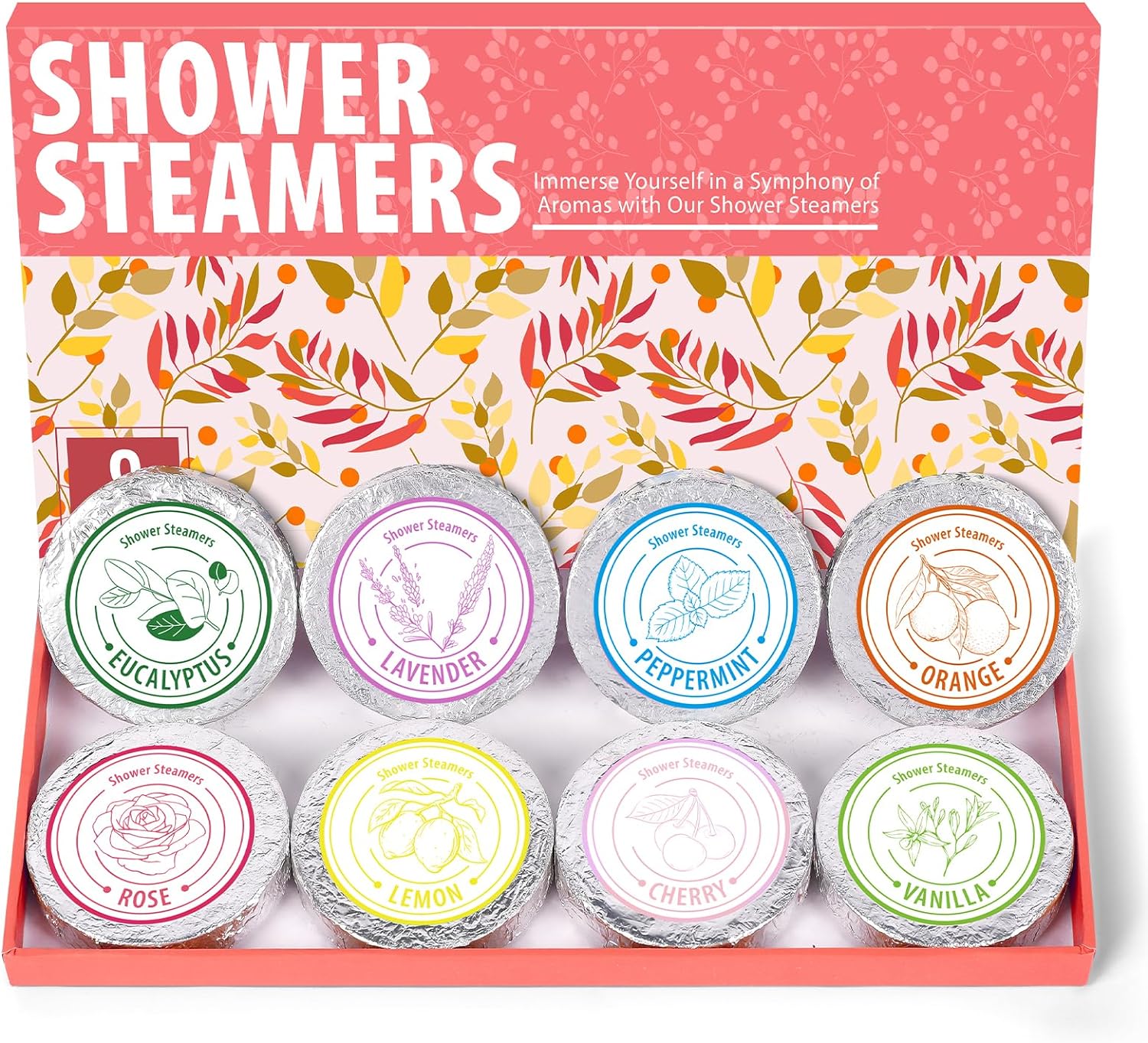 Shower Steamers Aromatherapy - Christmas Gifts for women 8 Pack Pure Essential Oil Shower Bombs for Home Spa Bath Self Care, Essential Oil Stress Relief and Relaxation Bath Gifts for Her Birthda Green