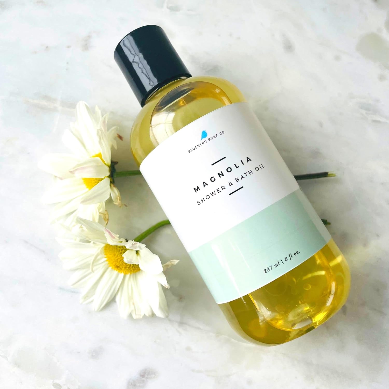 Bluebyrd Soap - White Tea Shower Oil & Bath Oil | Hydrating Plant Based Oils for Bath & Shower | Natural Body Oil Moisturizer | Revitalizing Clean Beauty Bath Oil (White Tea)