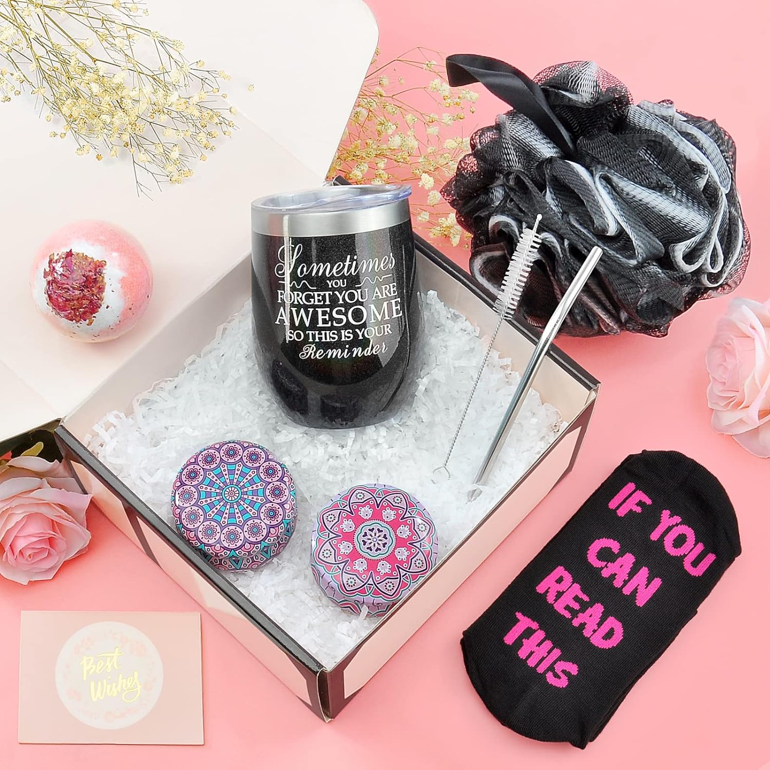 Psukhai Birthday Gifts for Women, Gifts for Mom, Gifts for Her, Wife, Girlfriend, Sister, Friends, Christmas, Valentine's Day, Mothers Day Gifts Personalized Relaxing Spa Gift Basket Set for Women