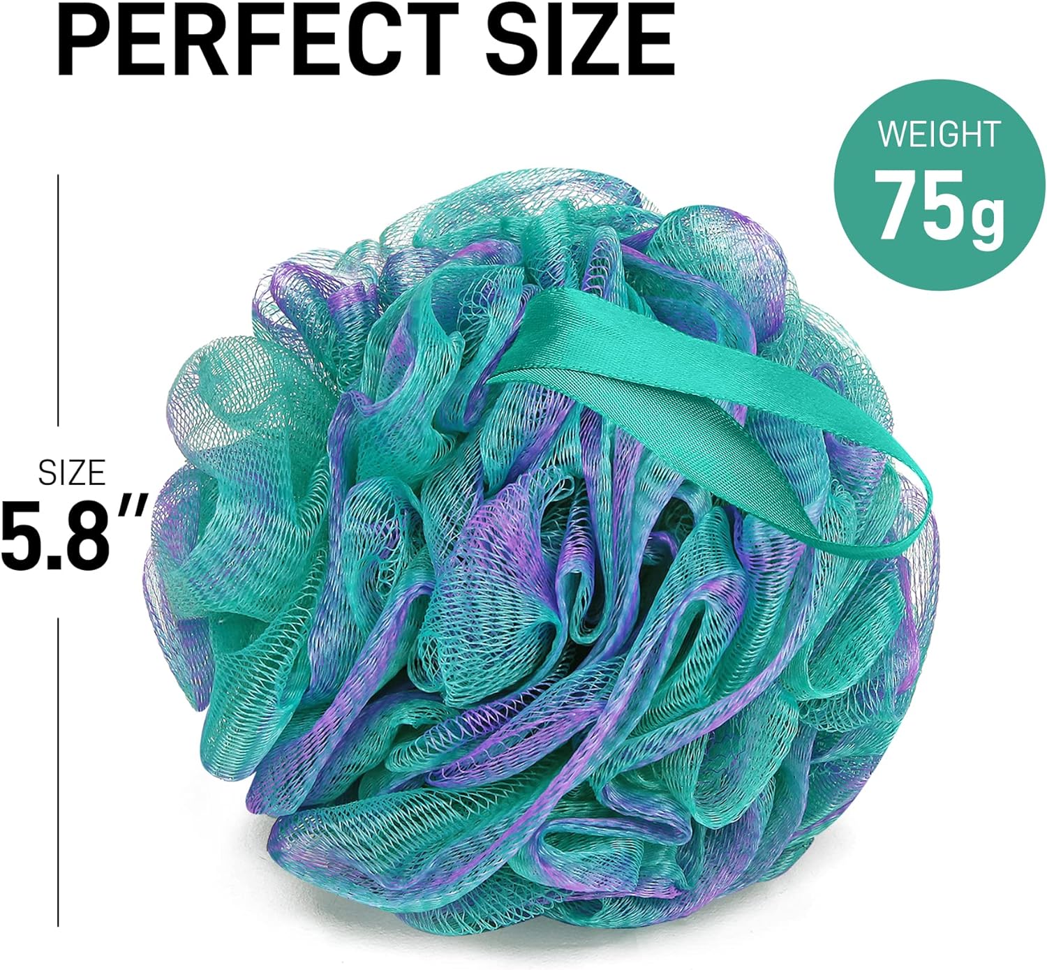 Shower Loofah Bath Sponge 75g - 4 Pack Large Soft Nylon Mesh Puff for Men, Loofah Shower Exfoliating Scrubber Pouf, Full Cleanse, Beauty Bathing Accessories