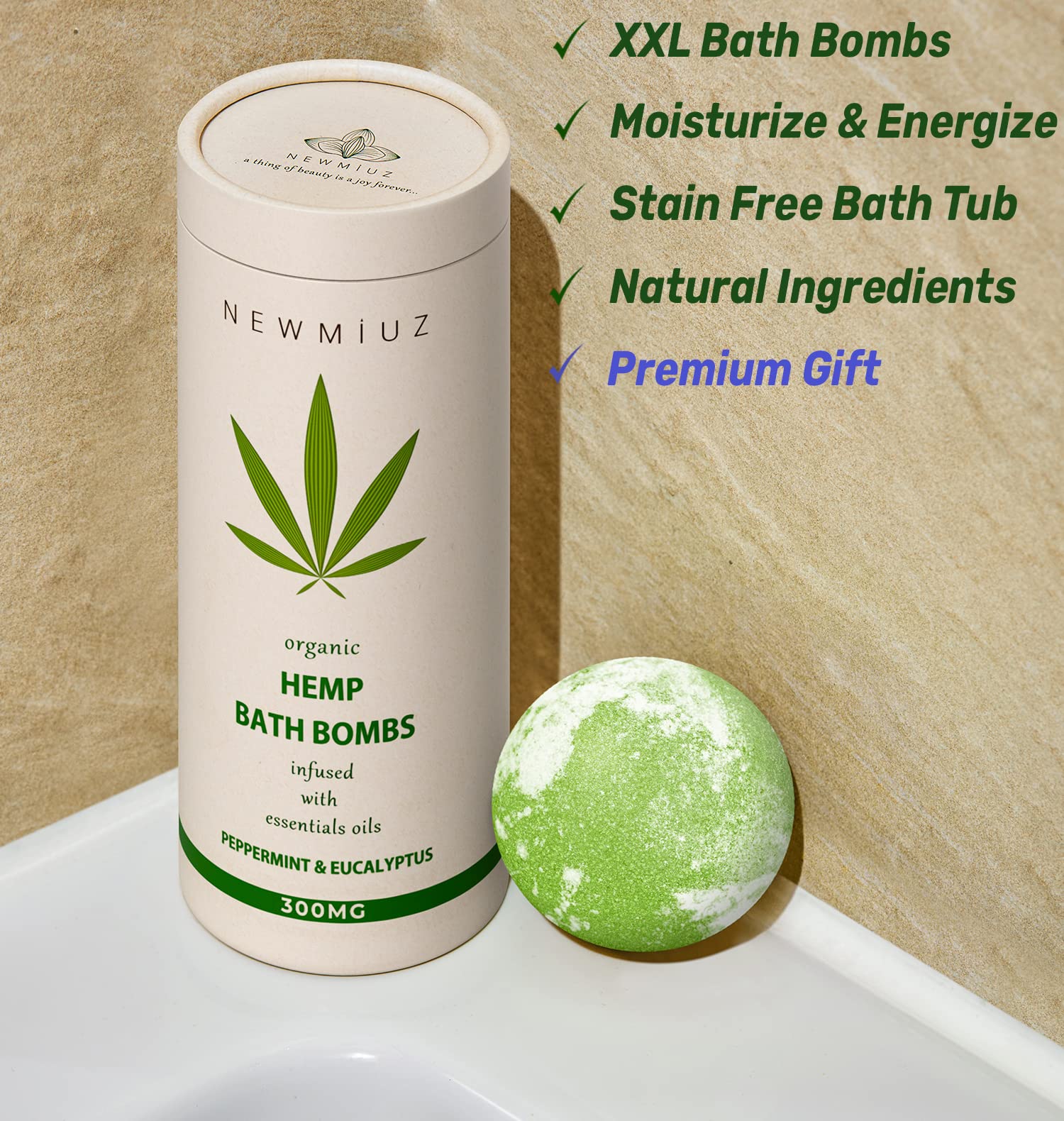 Organic Hemp Bath Bombs Infused Peppermint Eucalyptus Essential Oil Luxurious Bath Essentials Gifts for Dry Skin Immerse Yourself in A Blissful Spa