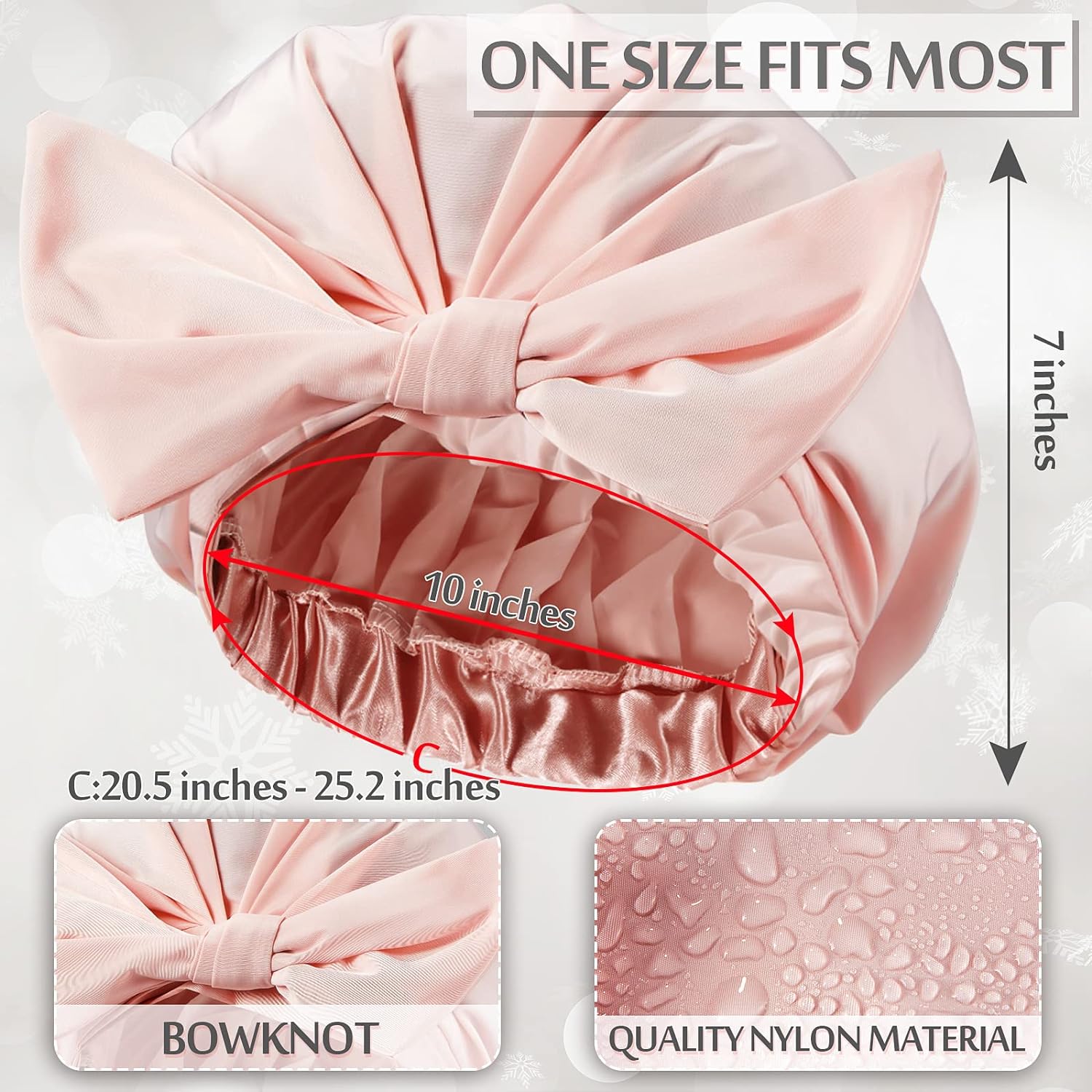 Floraltop 4 Pcs Shower Caps for Women, Waterproof Reusable Shower Hair Caps Bowknot Satin Bath Hair Caps Elastic Hem Turban Shower Bath Caps for Long Short Curly Hair Women Girls (Stripe)