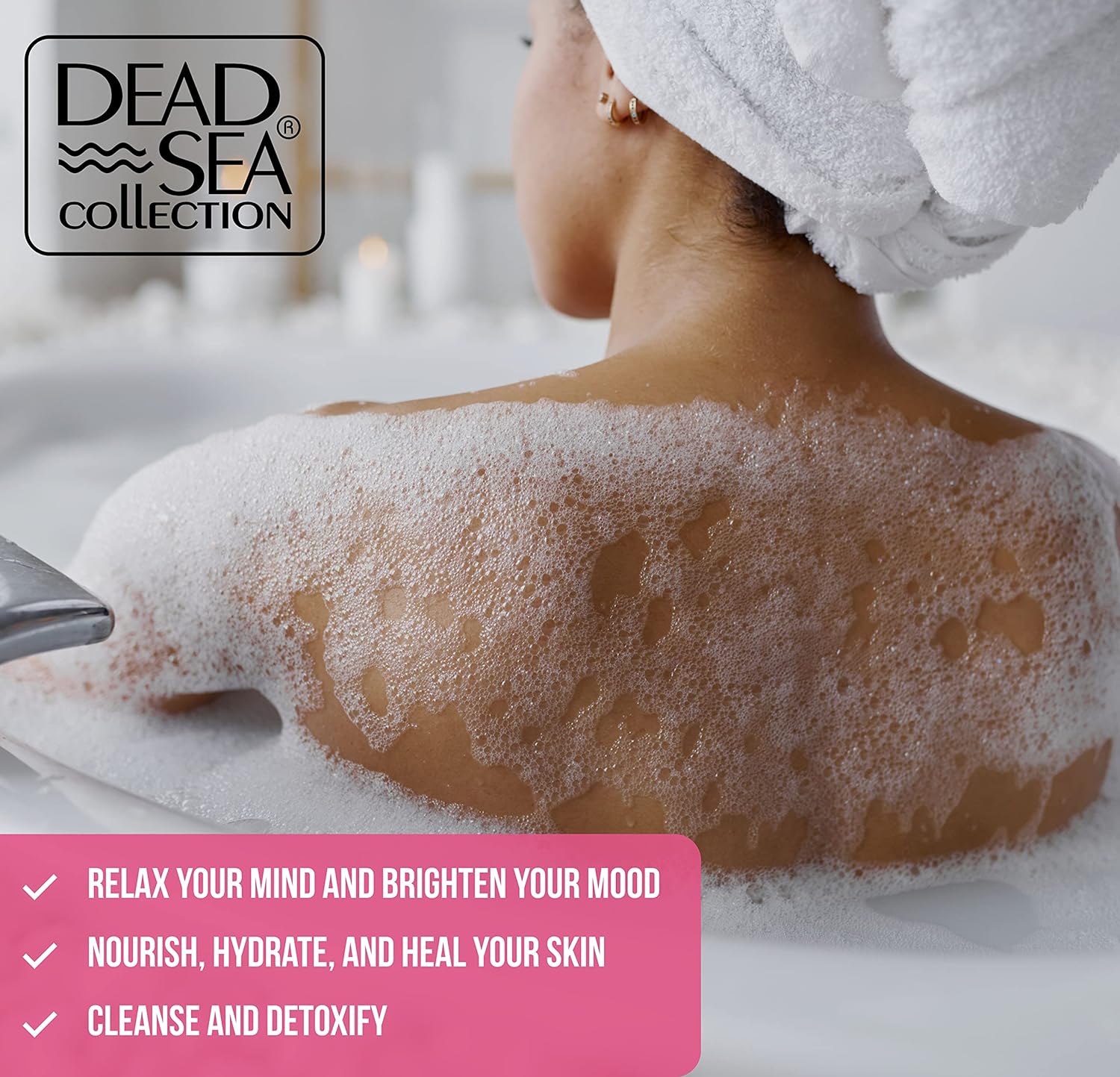 Dead Sea Collection Bubble Bath for Women and Men - with Coconut Oil and Natural Minerals - Nourishing and Moisturizing Skin - Pack of 2 (67.6 fl.oz)