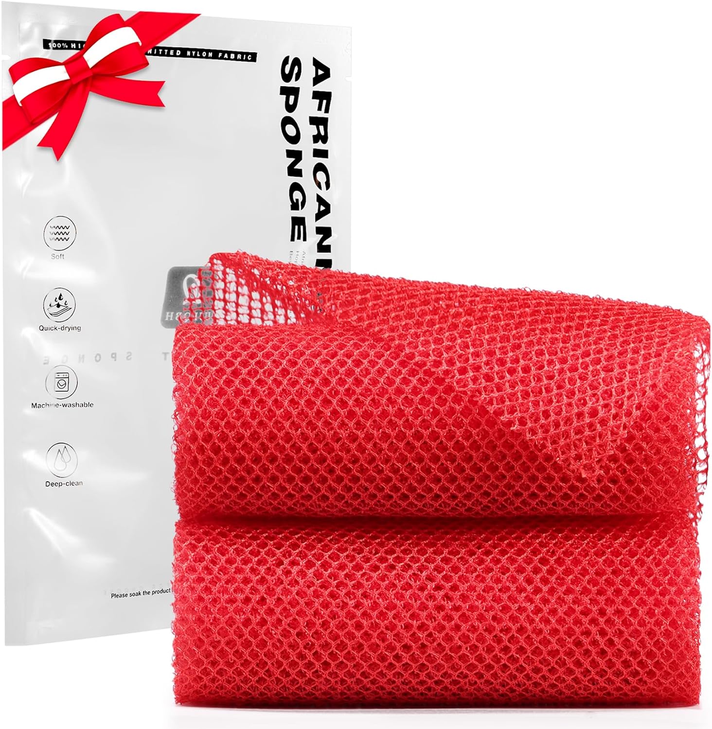 UJFQBH 3 Pieces African Bath Sponge African Net Long Net Bath Sponge Exfoliating Shower Body Scrubber Back Scrubber Skin Smoother,Great for Daily Use (Pink,Yellow,Purple)