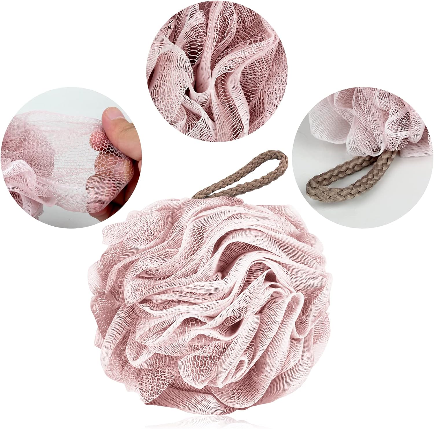 Fu Store Loofah Sponge Shower Loofahs 50g Bath Sponges Mesh Balls 4 Colors for Body Wash Back Scrubber Bathroom Men Women - 4 Pack Scrubber Cleaning Bathing Accessories