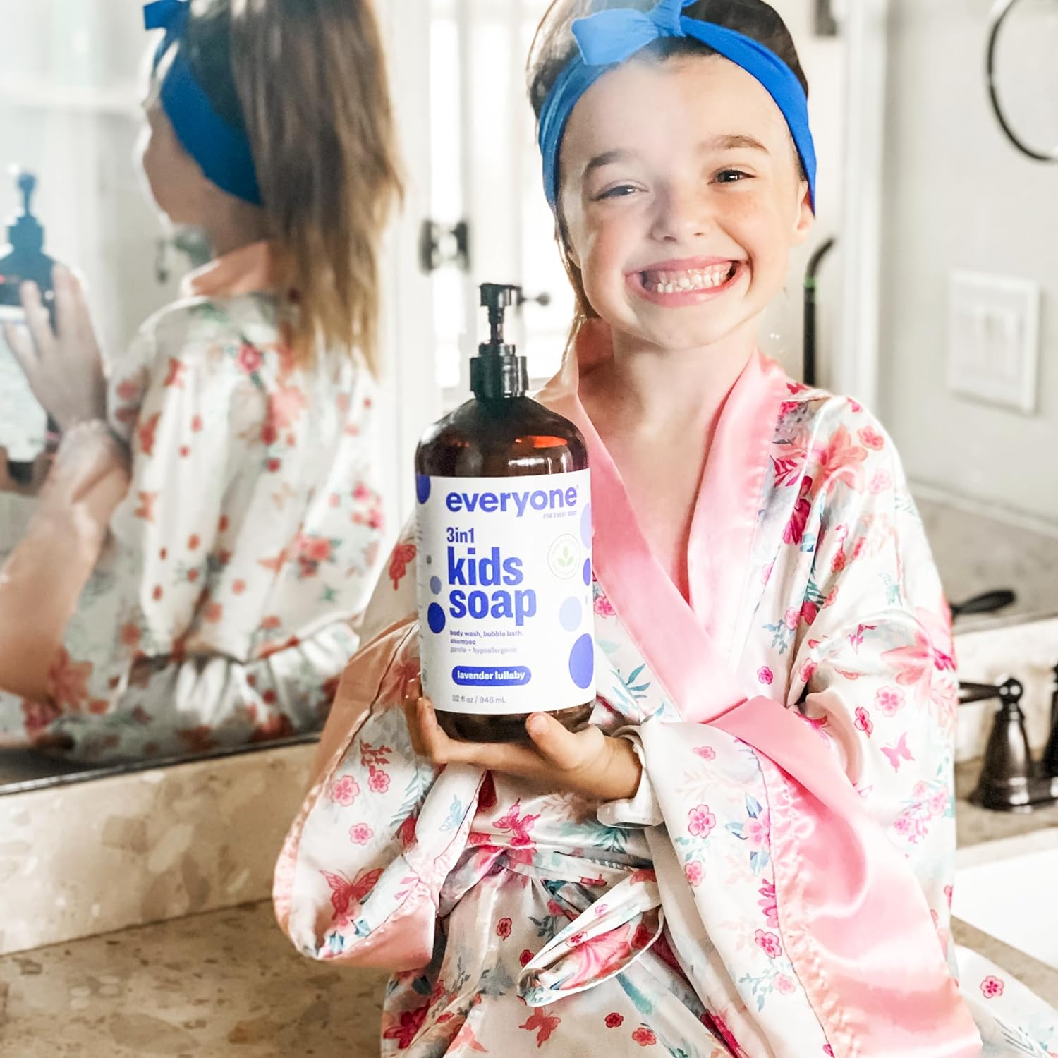 Everyone 3-in-1 Kids Soap, Body Wash, Bubble Bath, Shampoo, 32 Ounce (Pack of 2), Lavender Lullaby, Coconut Cleanser with Plant Extracts and Pure Essential Oils