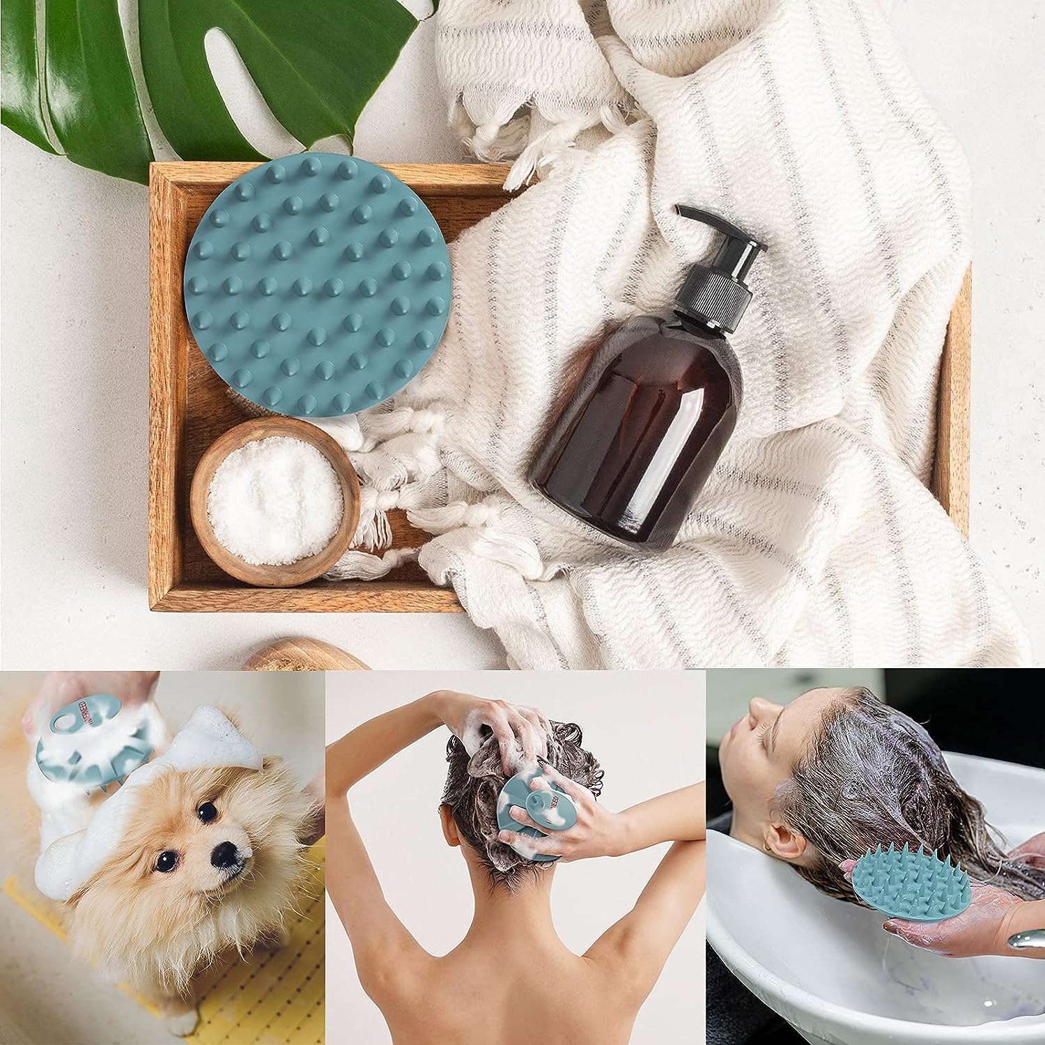 INNERNEED Food-Grade Soft Silicone Body Scrubber Shower Brush Handheld Cleansing Skin Brush, Gentle Exfoliating and Lather Well (Black)