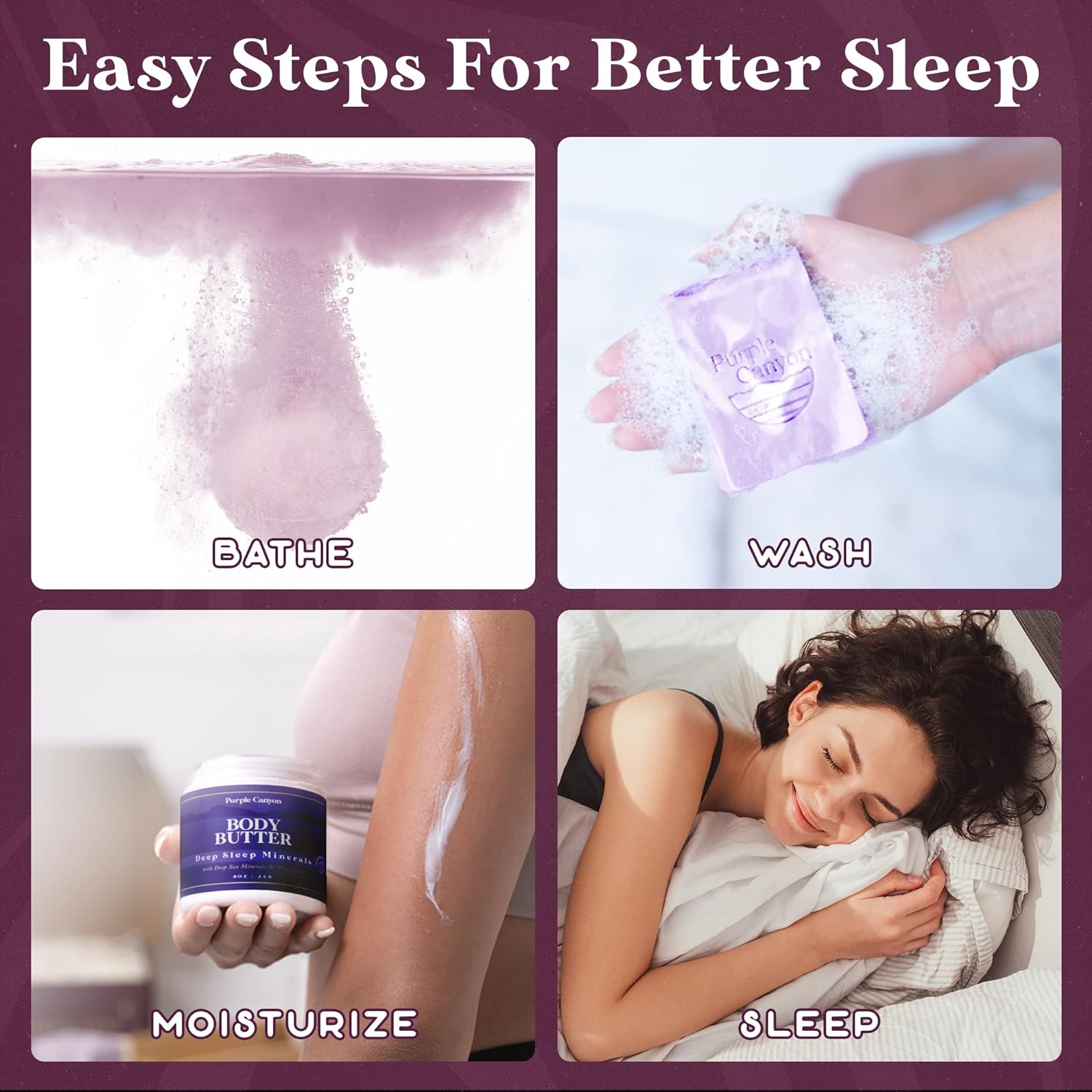 Purple Canyon Mystic Spa Box | 7 Piece Full Size Lavender Spa Kit for Self Care | Bath and Body Gifts for Women