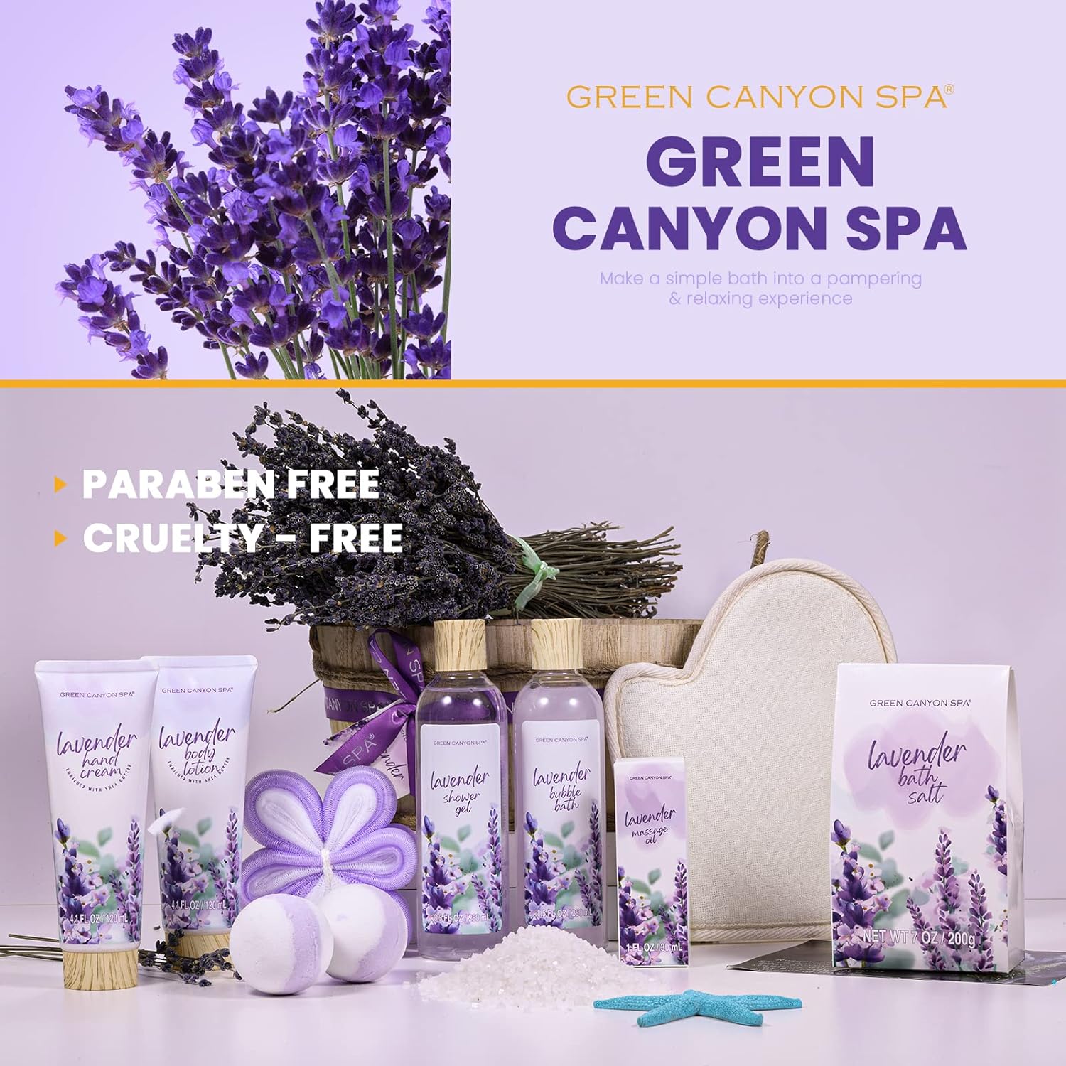 Spa Gift Baskets for Women 11pcs Lavender Bath Gift Set with Body Lotion, Essential Oil, Relaxing Spa Baskets for Women, Birthday Gifts, Christmas Gift