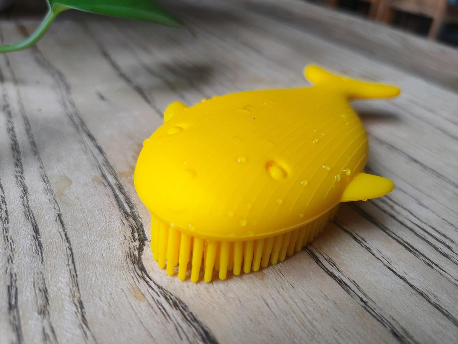 Premium Sensory Brush for Kids or Autism,Soft Silicone Body Scrubber,2 in 1 Sensory Room Occupational Therapy Sensory Brushes,Silicone Loofah,Pets Shower Brush Bath Brush Shampoo Brush(Whale-Teal)