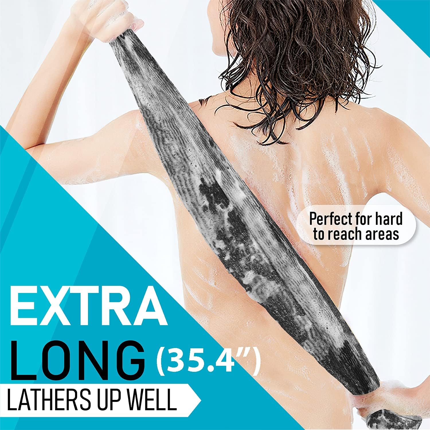 Exfoliating Body Washcloth Variety Pack (3pc) - Soft, Medium & Hard - Nylon Body Scrub Cloth (11.8" X 35.4") - Ideal Bath Shower Back Scrubber for Men & Women - Enhances Skin Beauty