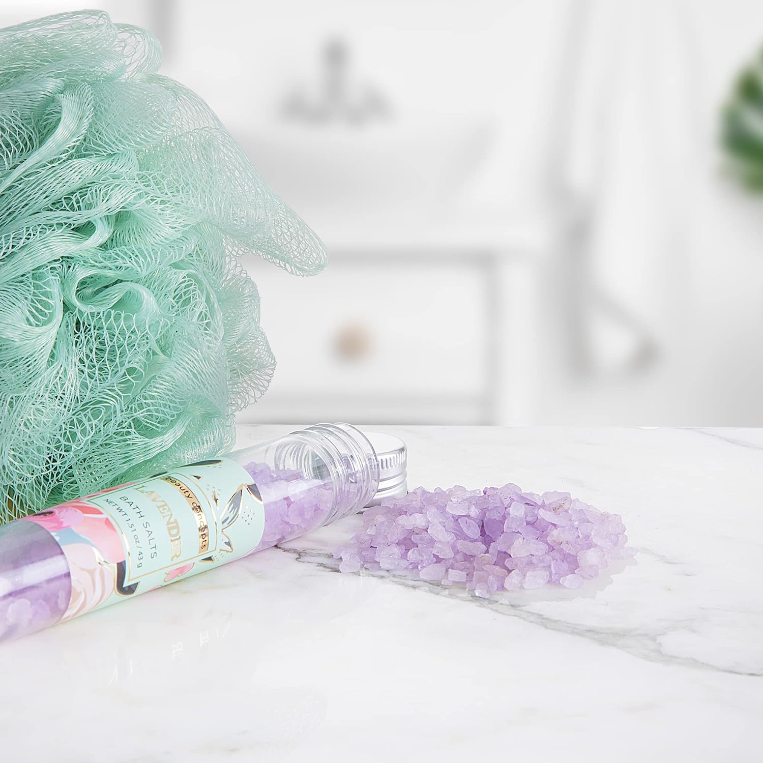 B.C. Beauty Concepts Aromatherapy Bath Salts- 5 Pack Epsom Salts for Soaking, Relaxing Bath Spa Set (Floral)