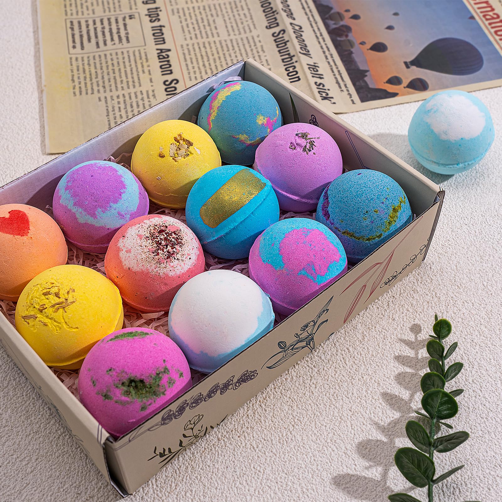 GETT Lavender Bath Bombs 4-pcs, Individually Wrapped Bath Bombs for Men & Women, Luxury Gift Set with Vegan and Essential Oils, Relaxing and Moisturizing Bubble Bath, Organic Bath Essentials for All