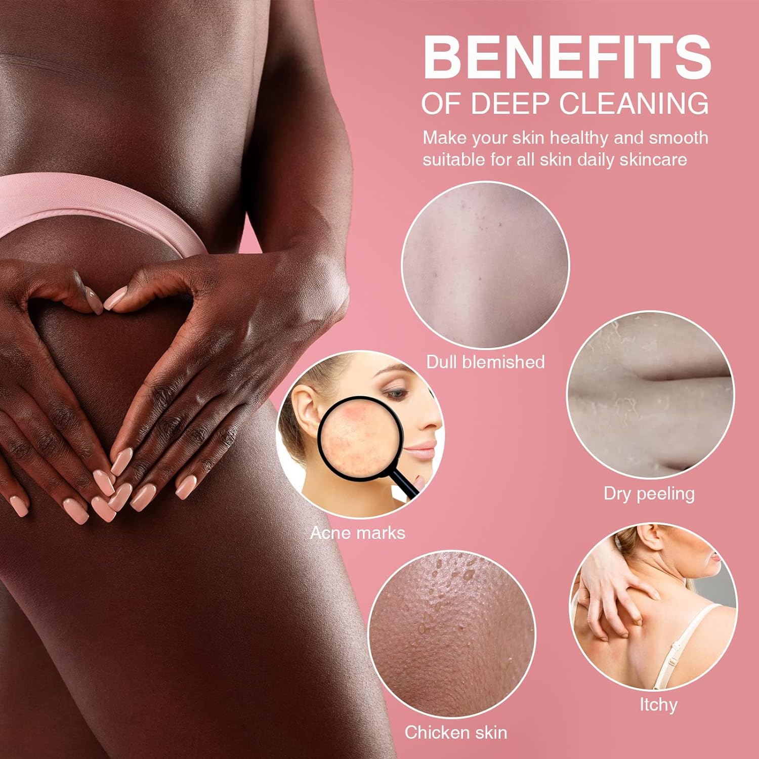 UJFQBH 3 Pieces African Bath Sponge African Net Long Net Bath Sponge Exfoliating Shower Body Scrubber Back Scrubber Skin Smoother,Great for Daily Use (Pink,Yellow,Purple)