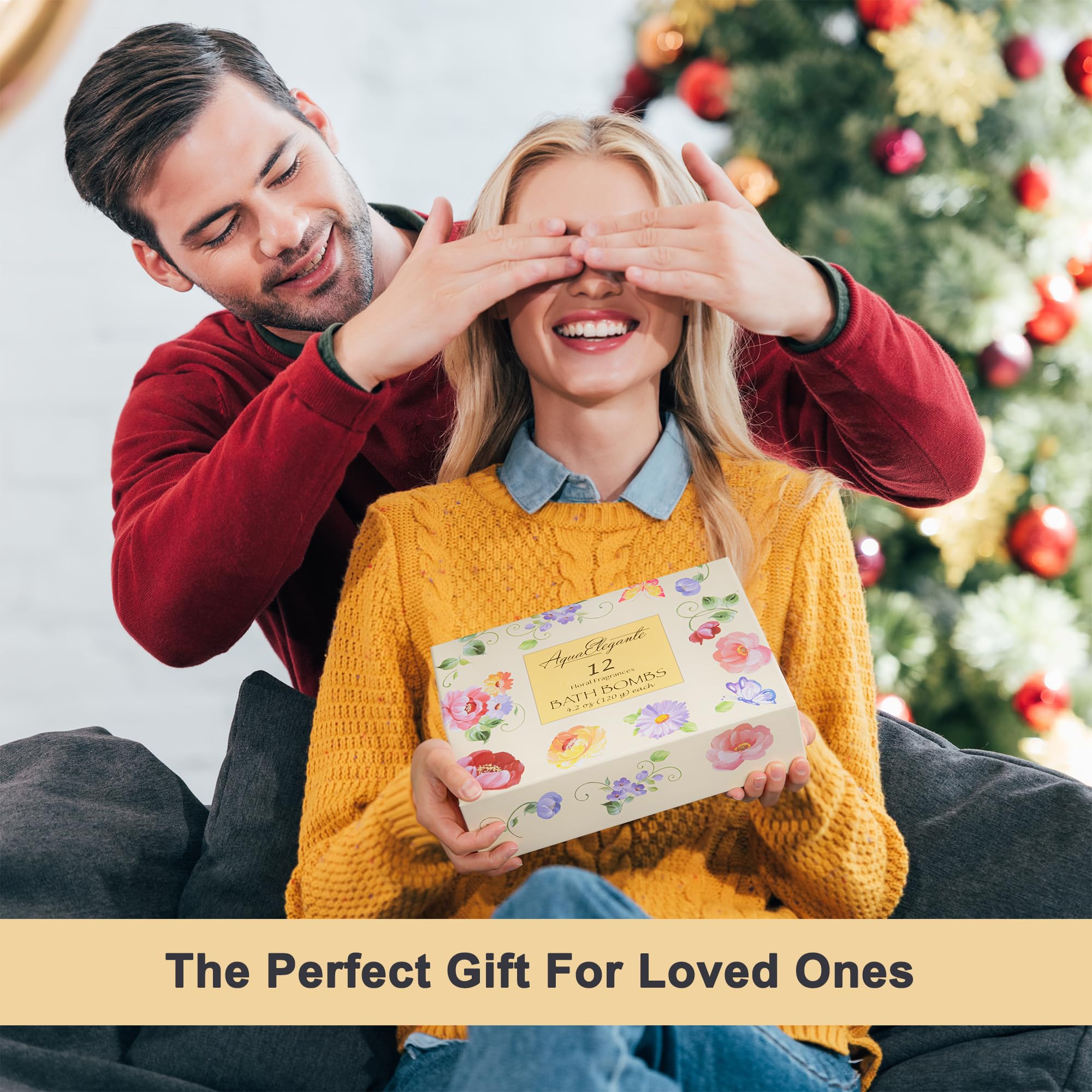 Flower Bath Bombs Gift Set - 12 Large Natural Bathbombs for Women with Scented Essential Oils and Moisturizing Shea Butter + Organic Coconut Oil for Fizzy Bubbles