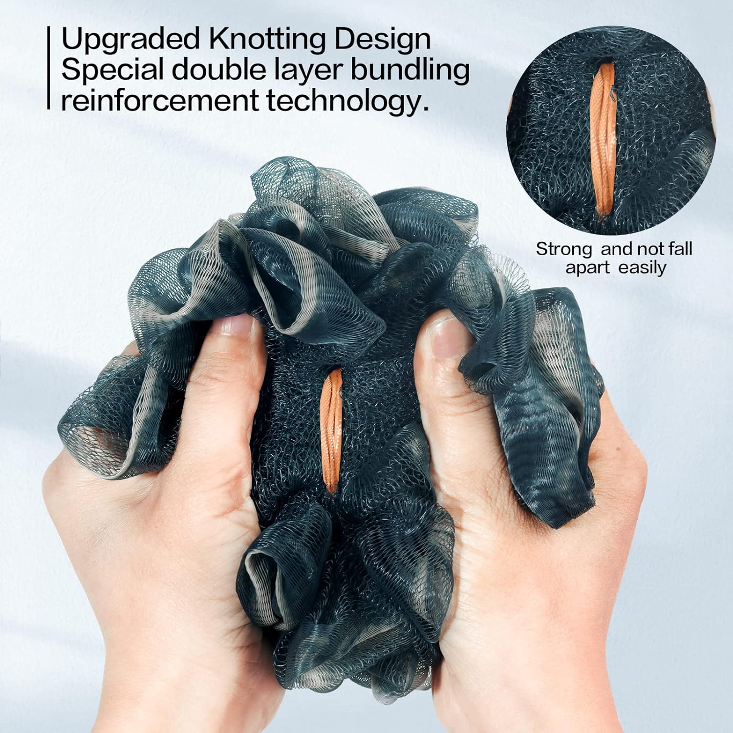 Fishent Bath Loofah Sponge, 3 Pack loofahs Exfoliating Body Scrubber, 60g Soft Mesh Pouf Shower Puffs, Loofa for Women (Pink-Peach-Coral)