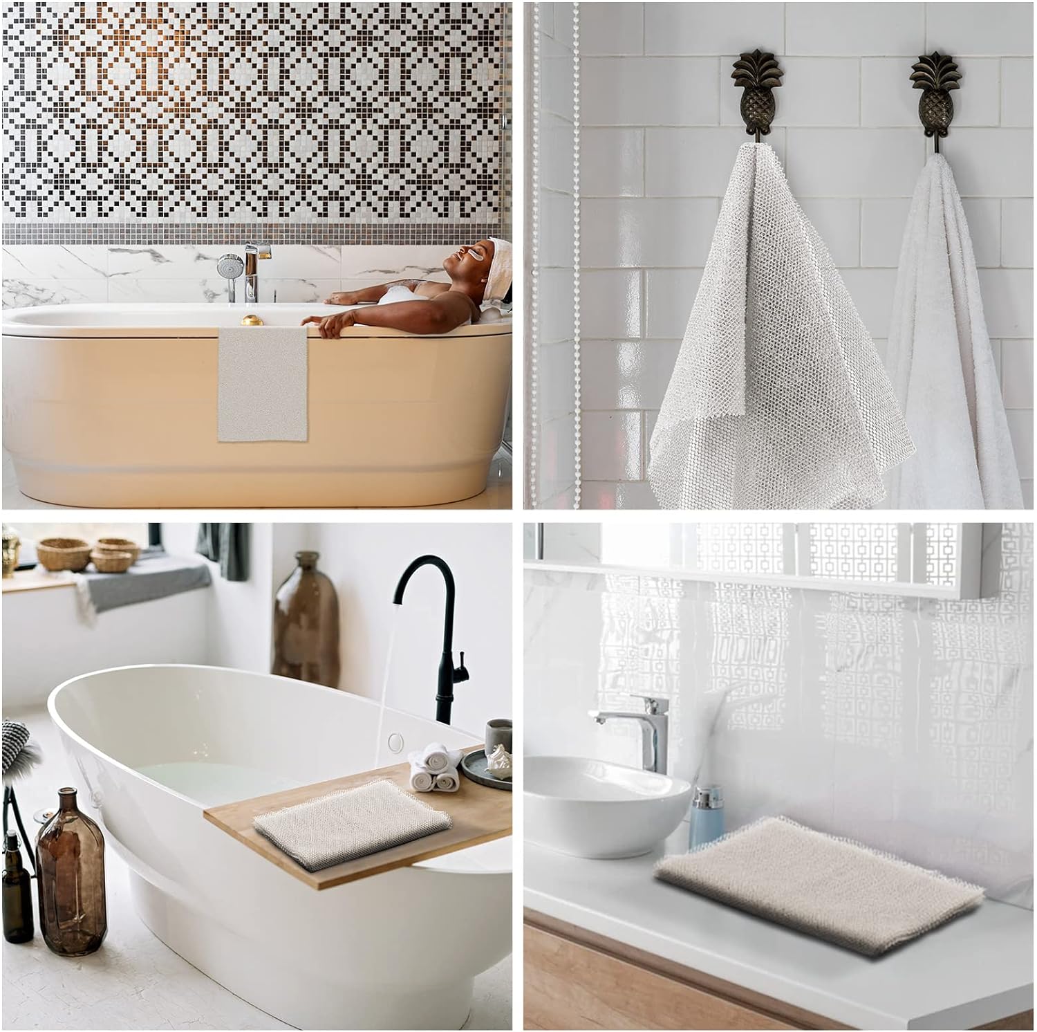 UJFQBH 3 Pieces African Bath Sponge African Net Long Net Bath Sponge Exfoliating Shower Body Scrubber Back Scrubber Skin Smoother,Great for Daily Use (Pink,Yellow,Purple)