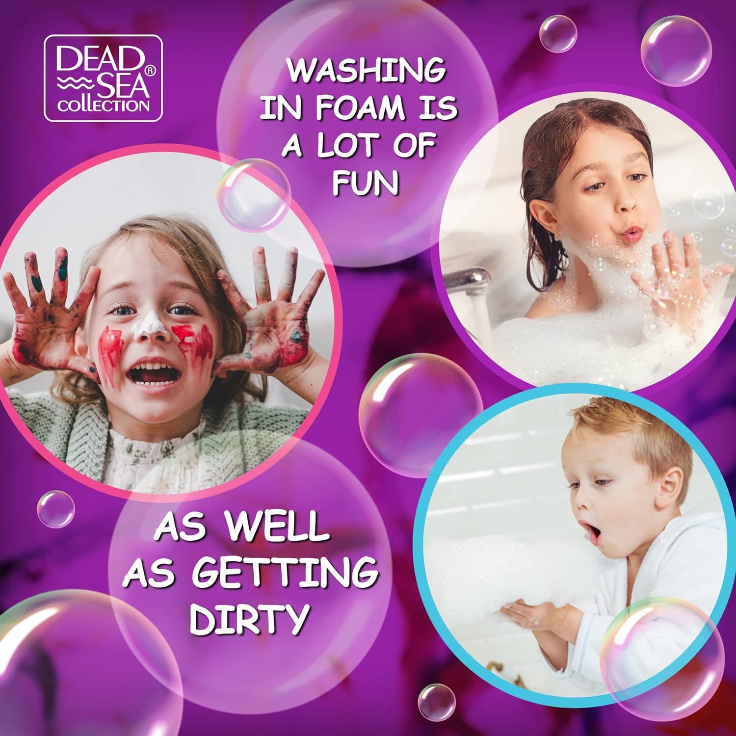 Dead Sea Collection Bubble Bath Kids with Calming Lavender Scent - Cleansing and Moisturizing Kids Bubble Bath - with Natural Dead Sea Minerals - Pack of 2 Large Bottle (33,8 fl oz Each)